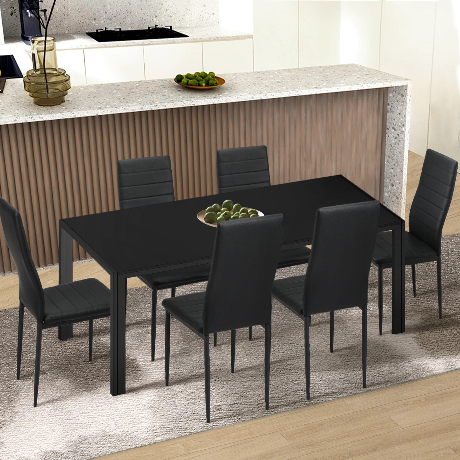 3 Oikiture 140cm Dining Table Rectangular Kitchen Table With Metal Leg
 - Black, 3 of 9