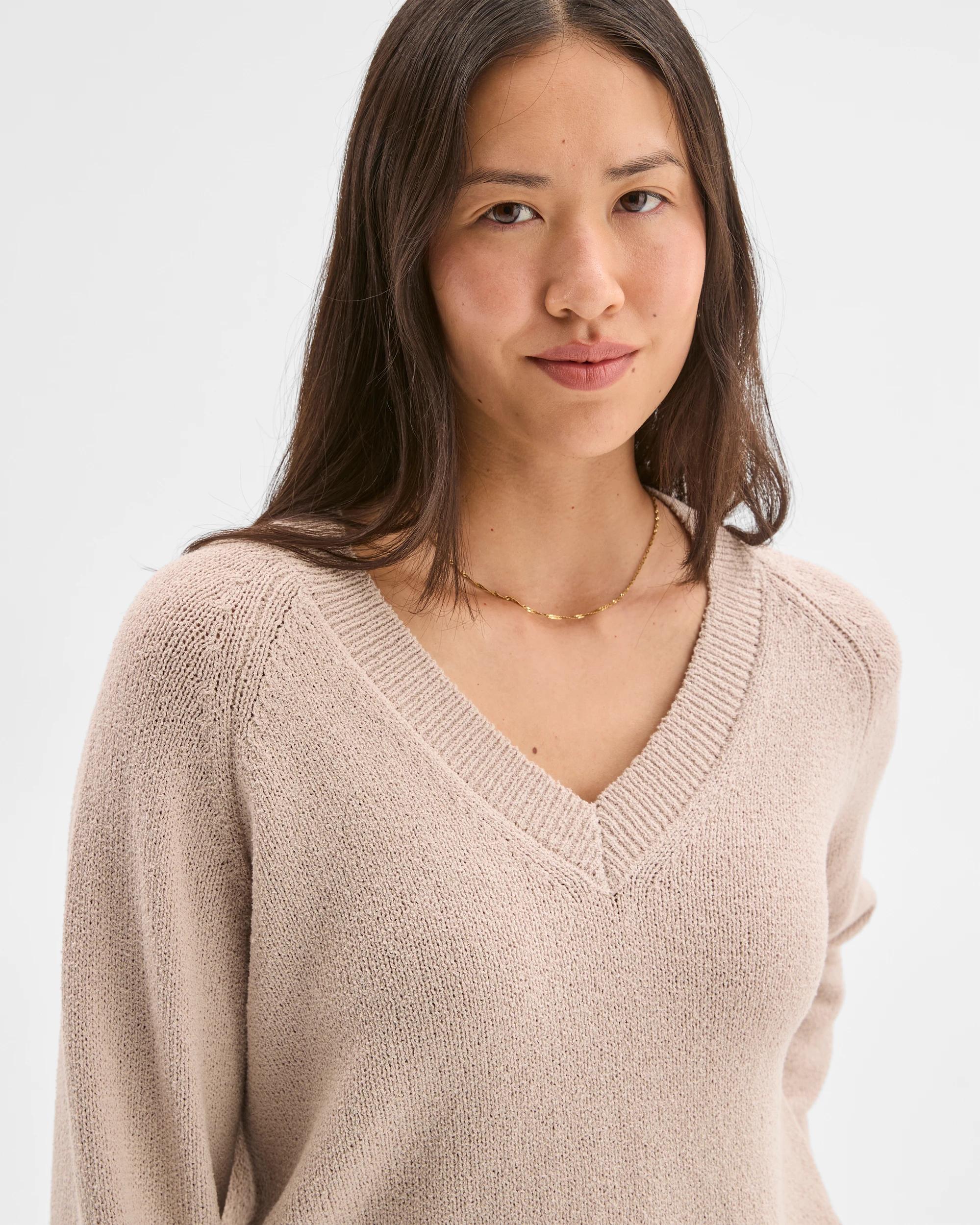 3 Target Woman Australian Cotton Blend Boucle V-Neck Jumper PEBBLE, 3 of 5