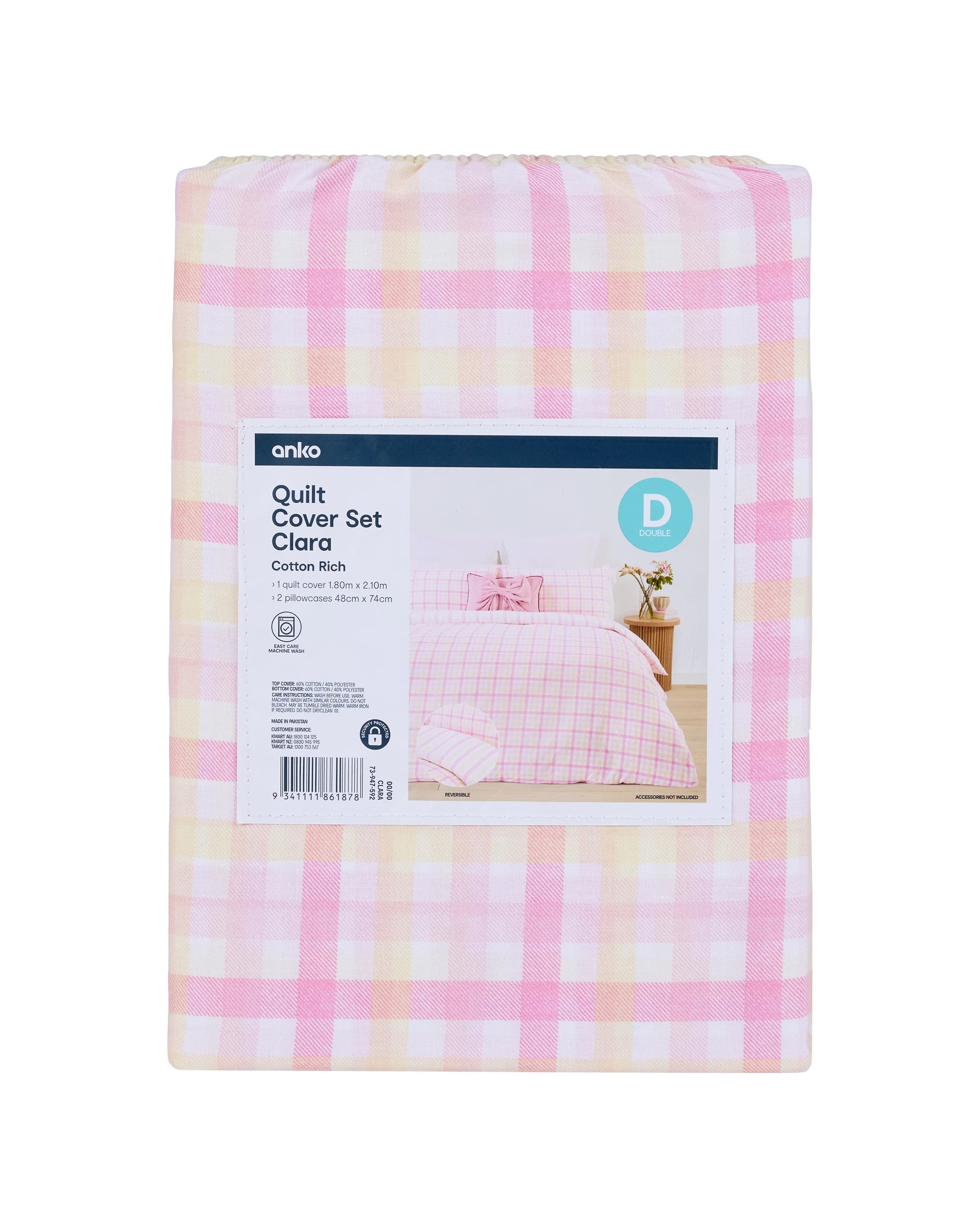 8 Clara Cotton Rich Reversible Quilt Cover Set - Double Bed, 8 of 8