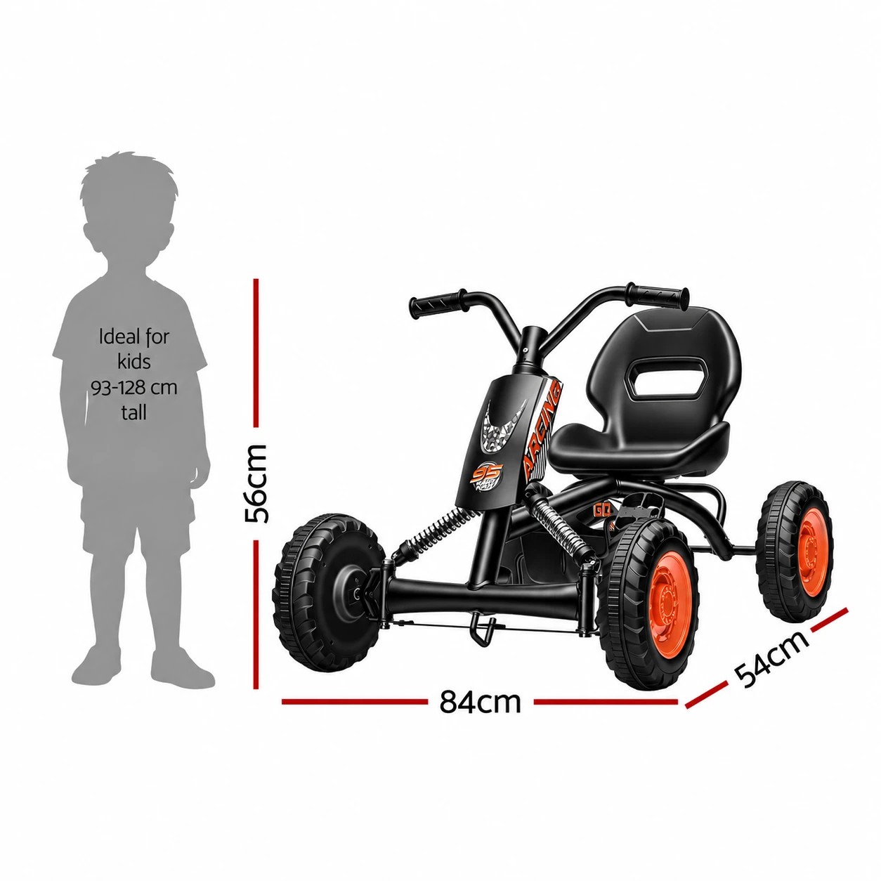 2 Rigo Pedal Go Kart Kids with Plastic Wheels Forward Reverse 84cm - Black, 2 of 9