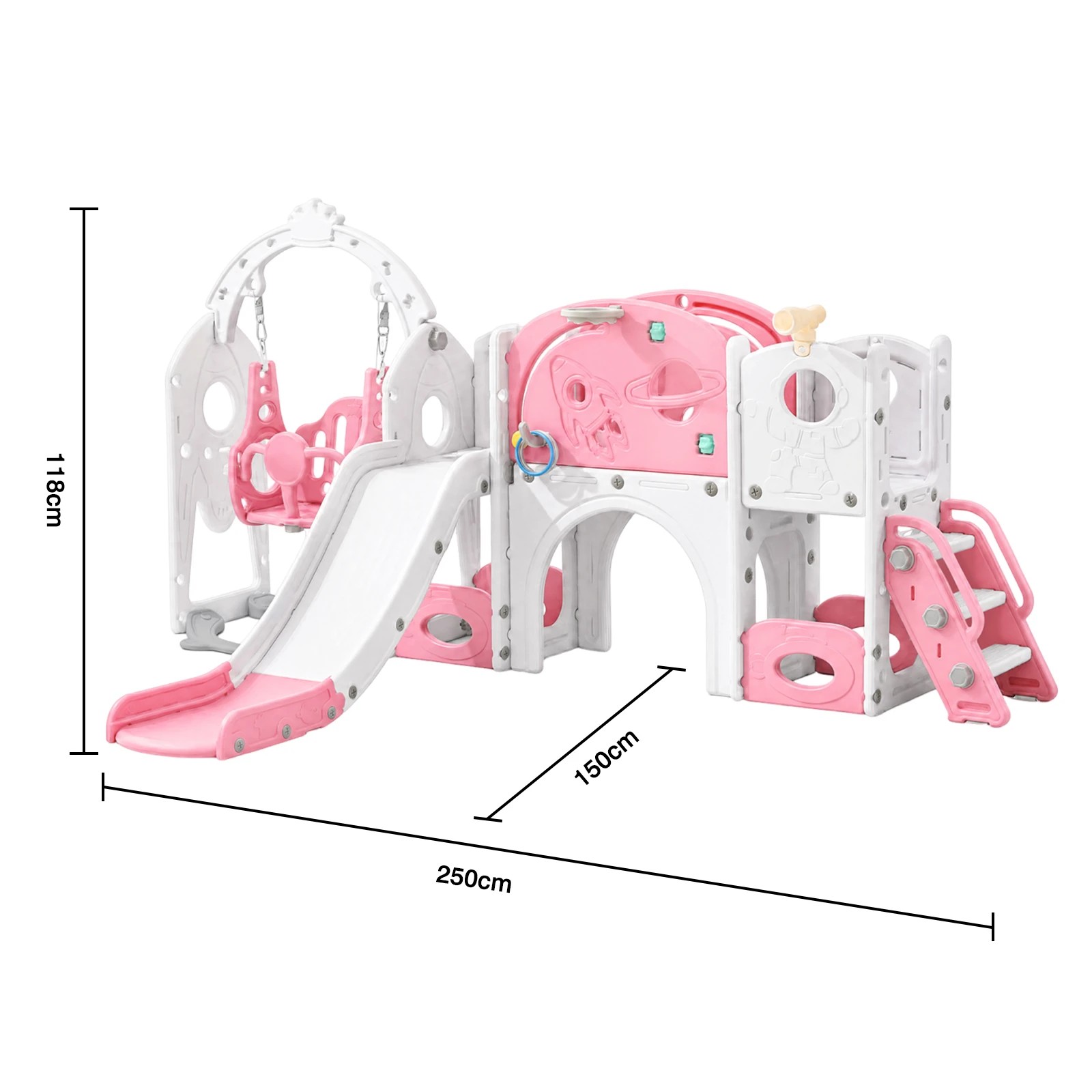 4 Advwin 10-in-1 Kids Slide Swing Set Indoor Outdoor Toddler Playground Activity Centre Kids Playset, Pink+White - Pink, 4 of 8