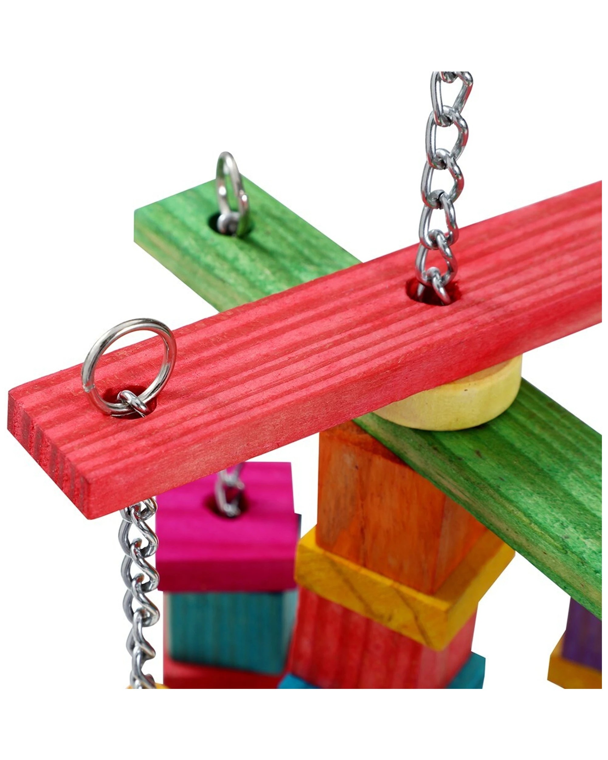 6 Paws And Claws Parrot Hanging Toy Large Wood Rope Bell Interactive Bird Toy.
 - Multi, 6 of 6