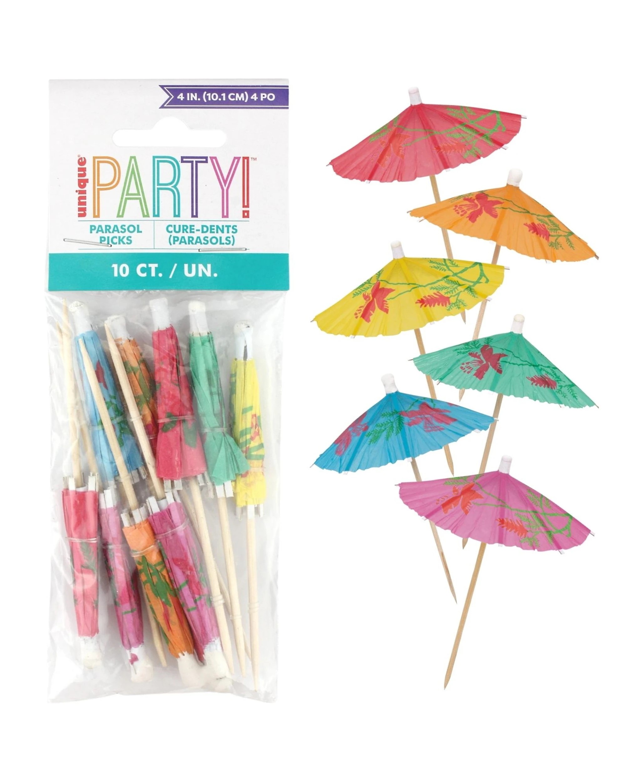 1 Unique Cocktail Umbrella Picks Pack of 10 - Multi, 1 of 1