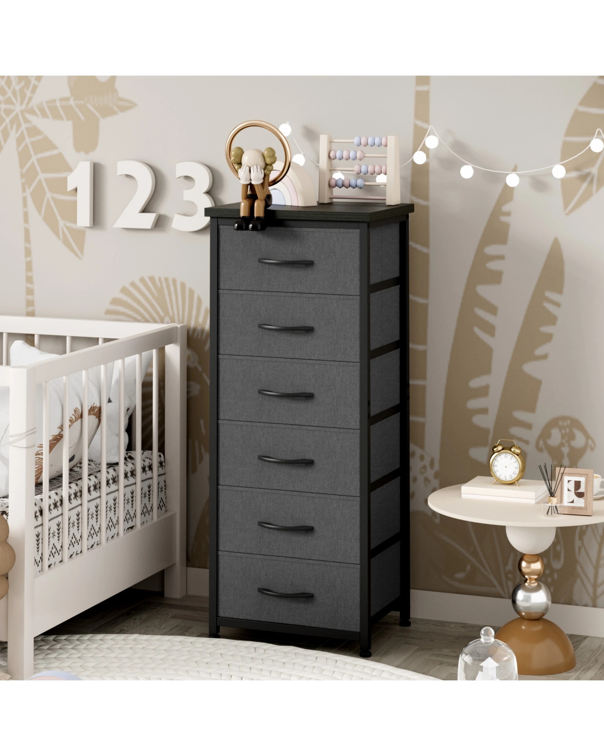 4 Advwin Tall Dresser for Bedroom with 6 Drawers & Adjustable Feet - Black, 4 of 10