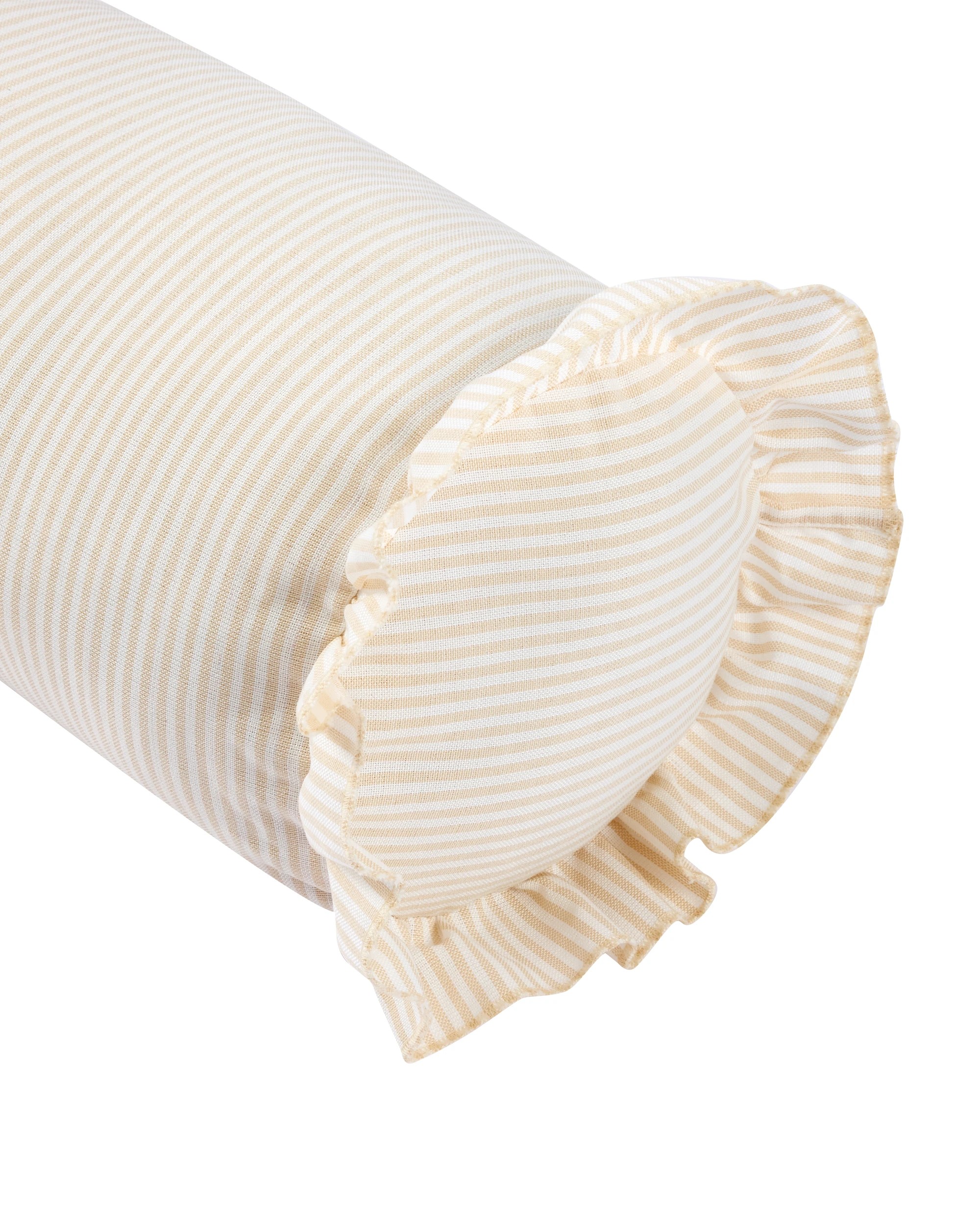 4 Ruffled Bolster Cushion - Beige, 4 of 5