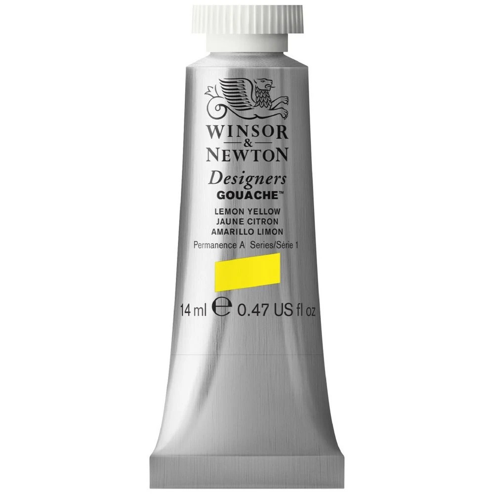 1 Winsor & Newton Designers Gouache 14mL Lemon Yellow  S1, 1 of 1