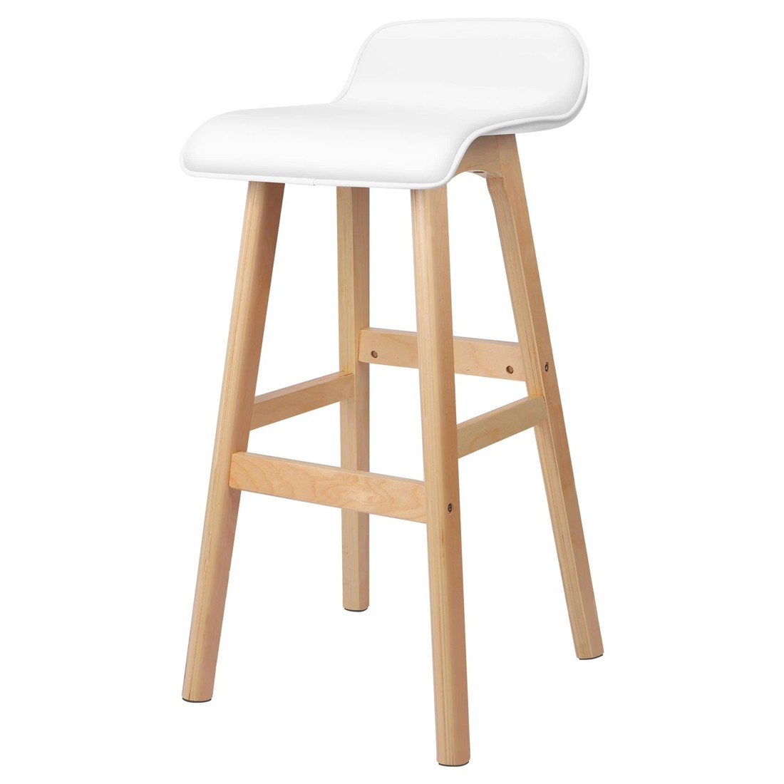 6 Alfordson 2x Wooden Bar Stools Kitchen Dining Chair Leather Samuel - White, 6 of 10