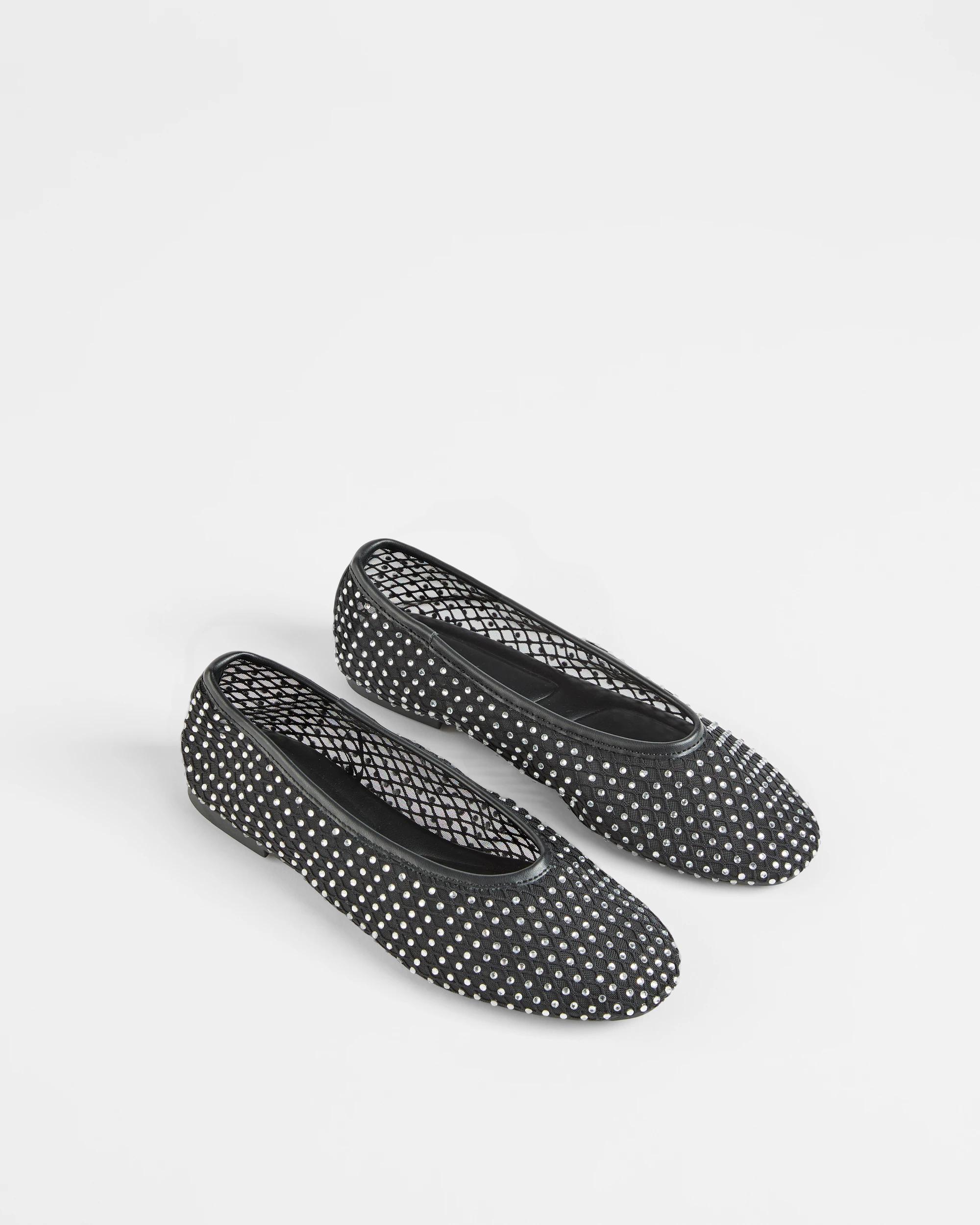 3 Target Girls Senior Sparkle Mesh Ballet Flat BLACK, 3 of 3