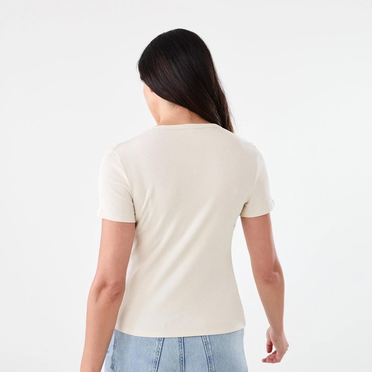 3 Short Sleeve Rib Crew Neck T-shirt NATURAL BEIGE, 3 of 5