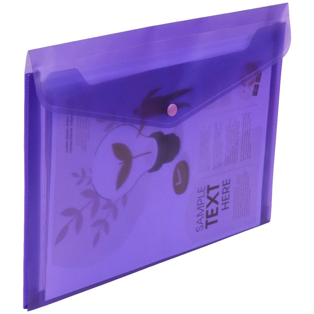 5 J.Burrows A4 Button Document Wallet Purple, 5 of 5