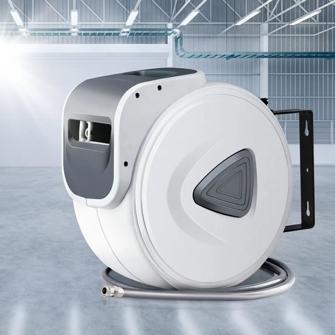 5 Giantz Air Hose Reel 10m Retractable Compressor Auto Rewind Wall Mount Garage - White, 5 of 5