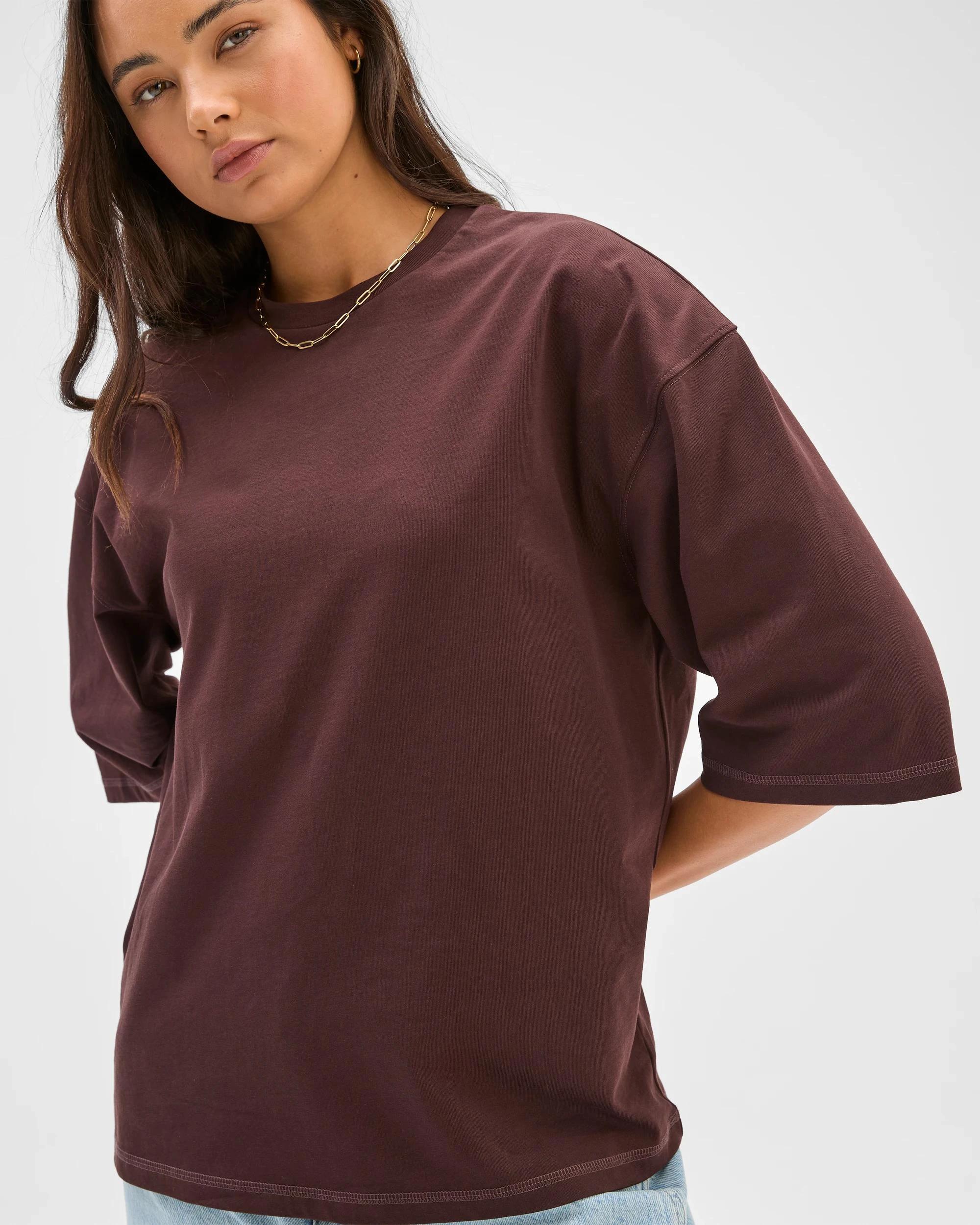 6 Lily Loves Oversized Australian Cotton T-Shirt CHOCOLATE BROWN, 6 of 6