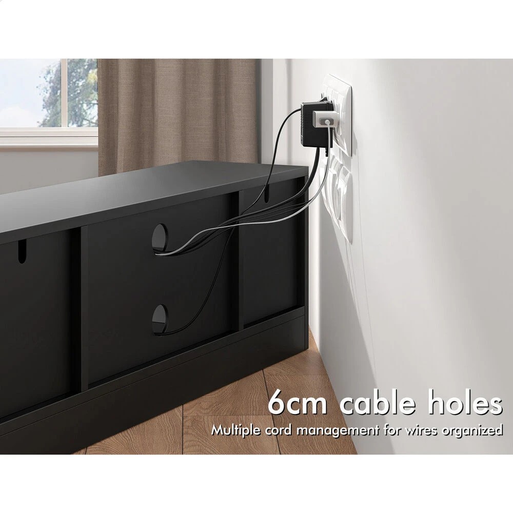 7 Alfordson TV Cabinet Entertainment Unit Stand Hamptons 120cm Storage - Black, 7 of 9