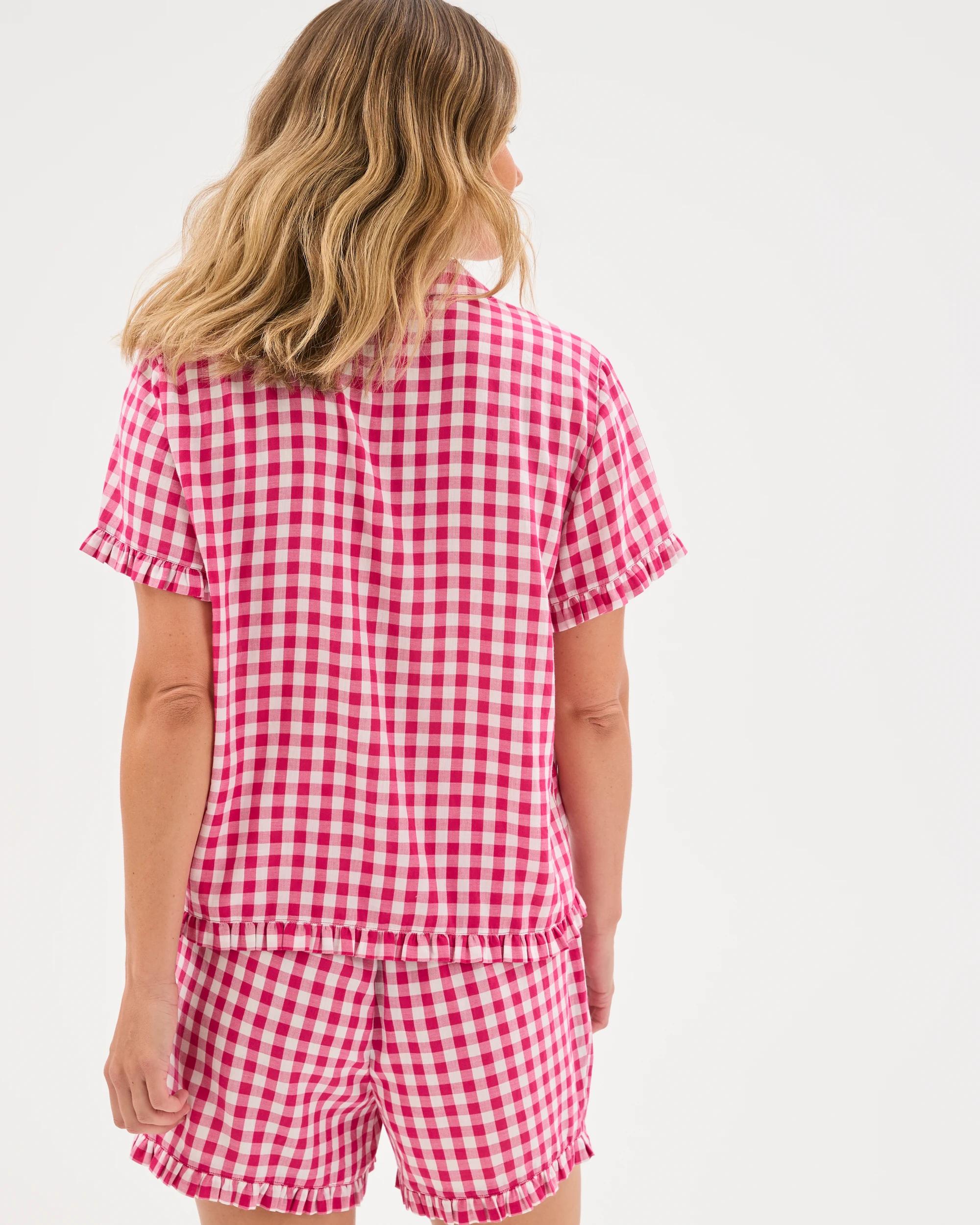 4 Target Woman Frill Pyjama Sleep Set PINK FUSHIA GINGHAM, 4 of 7