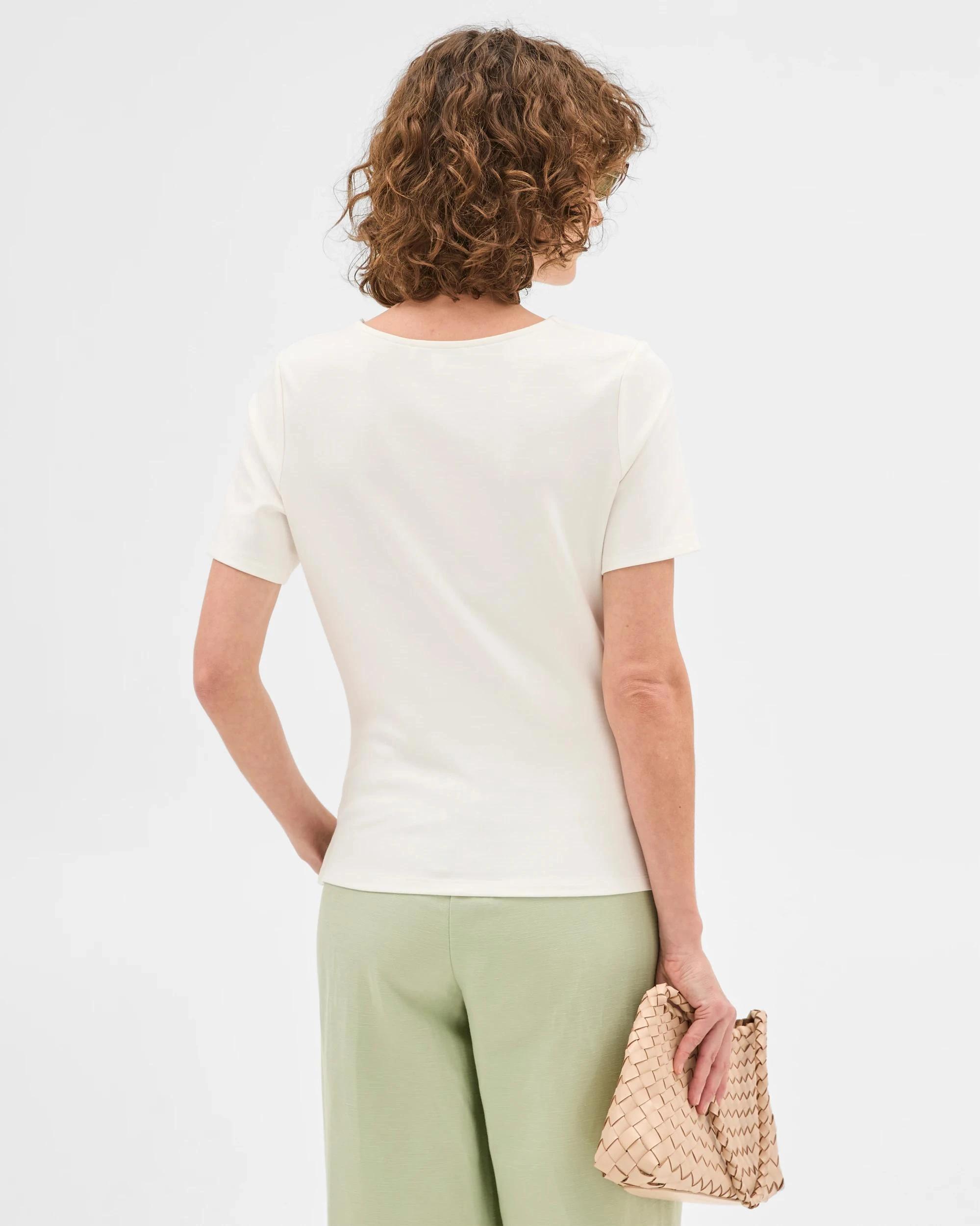 5 Gathered Ponte Top - Preview CLOUD DANCER, 5 of 5