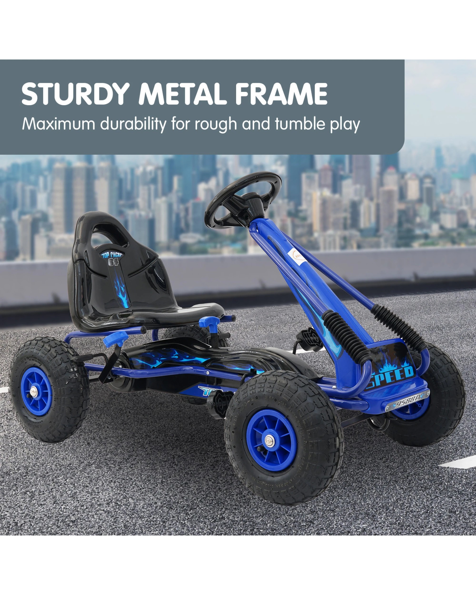 10 Kahuna G95 Kids Ride On Pedal Go Kart - Blue, 10 of 10