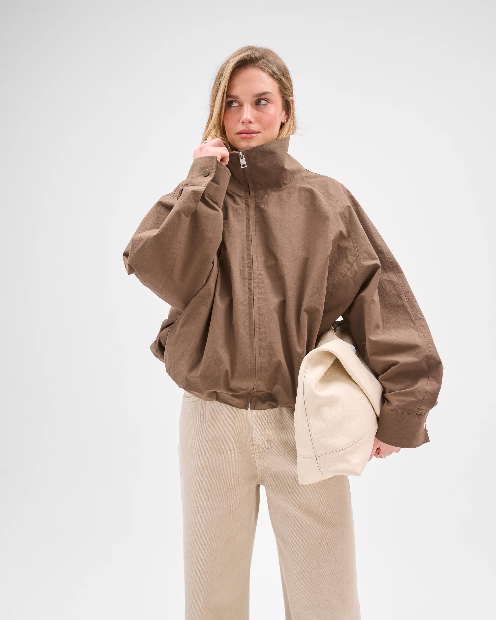 1 Lily Loves Australian Cotton Blend Parker Jacket DARK KHAKI, 1 of 9