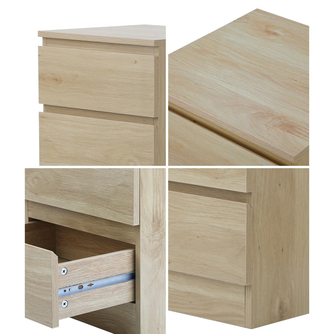 4 Oikiture Bedside Tables Set of 2 Side Table Storage Cabinet Nightstand - Natural, 4 of 9
