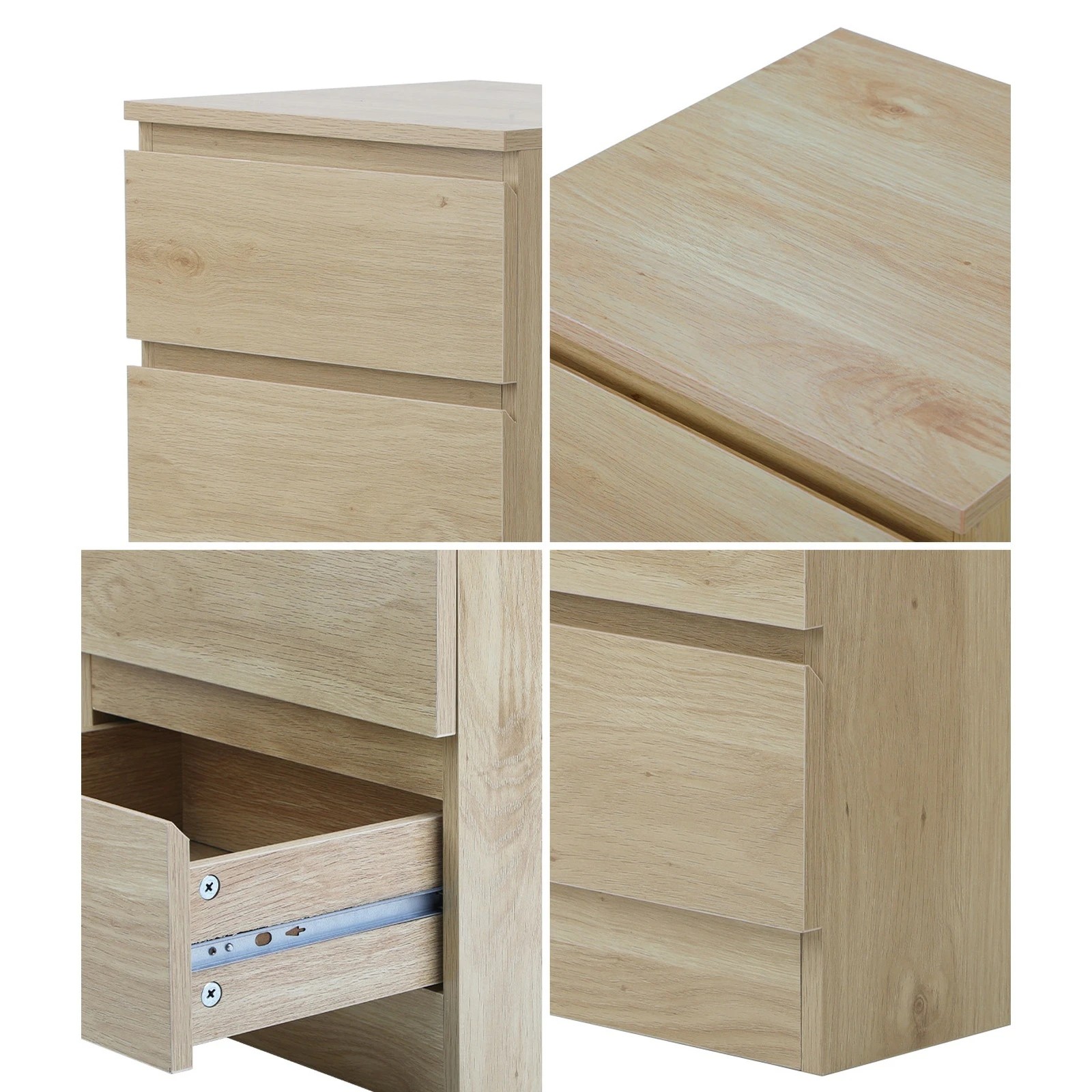 4 Oikiture Bedside Tables Set of 2 Side Table Storage Cabinet Nightstand - Natural, 4 of 9