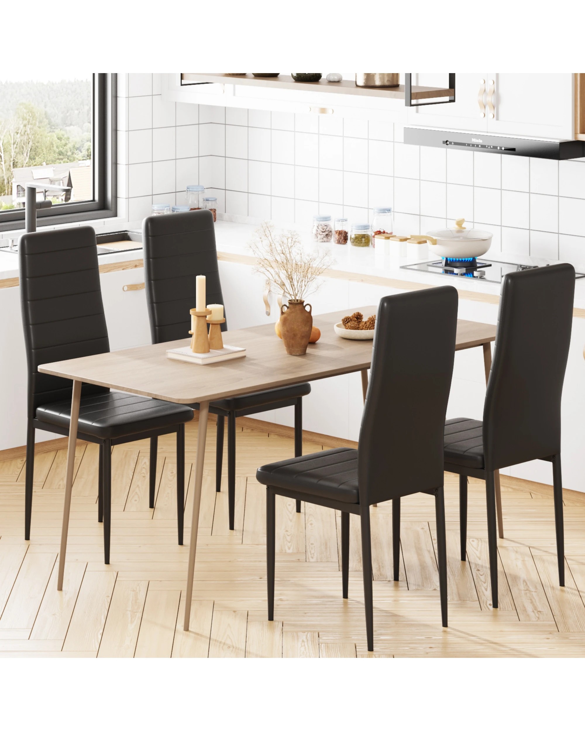 6 Advwin Set of 6 Dining Chairs Padded Seat Leather, 6 of 7