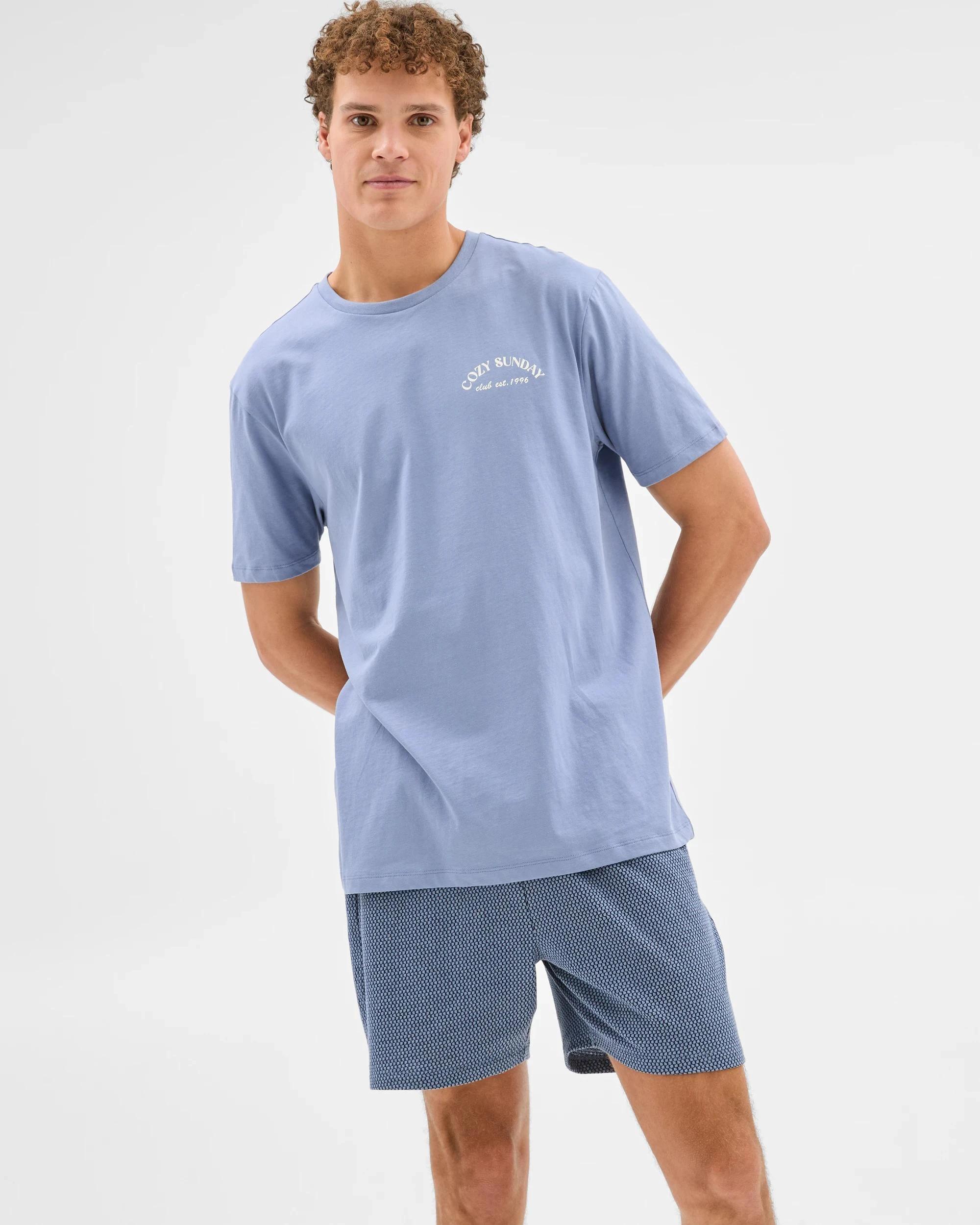 7 Australian Cotton Blend Mens Short Pyjama Set - Maxx GREY + NAVY, 7 of 8