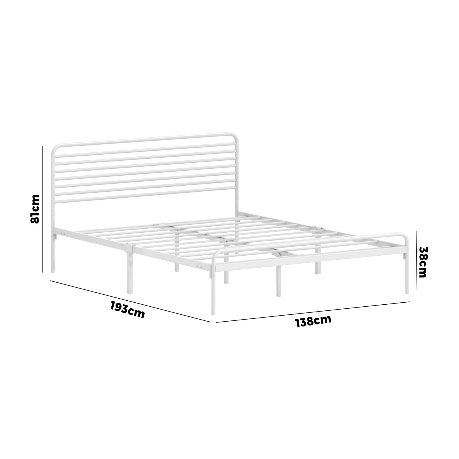 9 Oikiture Metal Bed Frame Double Size Bed Base Beds Platform
 - White, 9 of 9