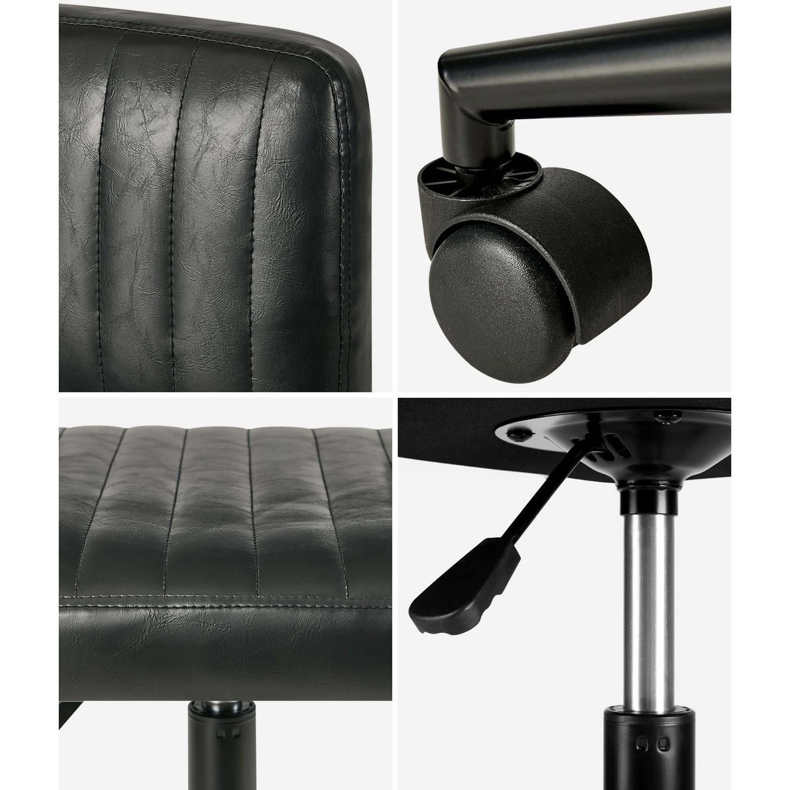 5 Oikiture Mid Back Armless Office Chair Swivel Computer Gaming Seat Leather - Black, 5 of 7