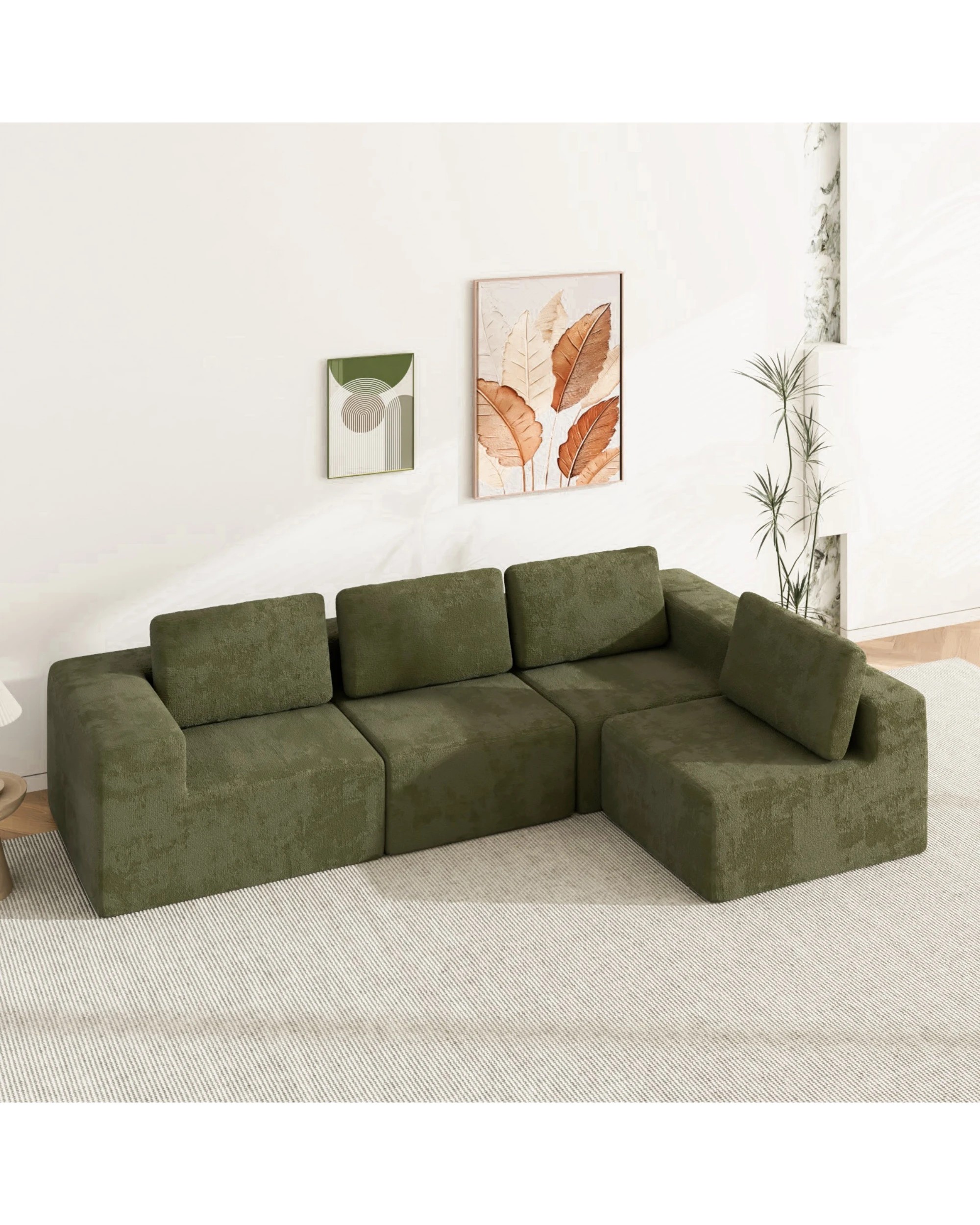 8 Advwin 340cm 4 Seater Sofa  Modern Modular Sectional Couch No Assembly  - Green, 8 of 10