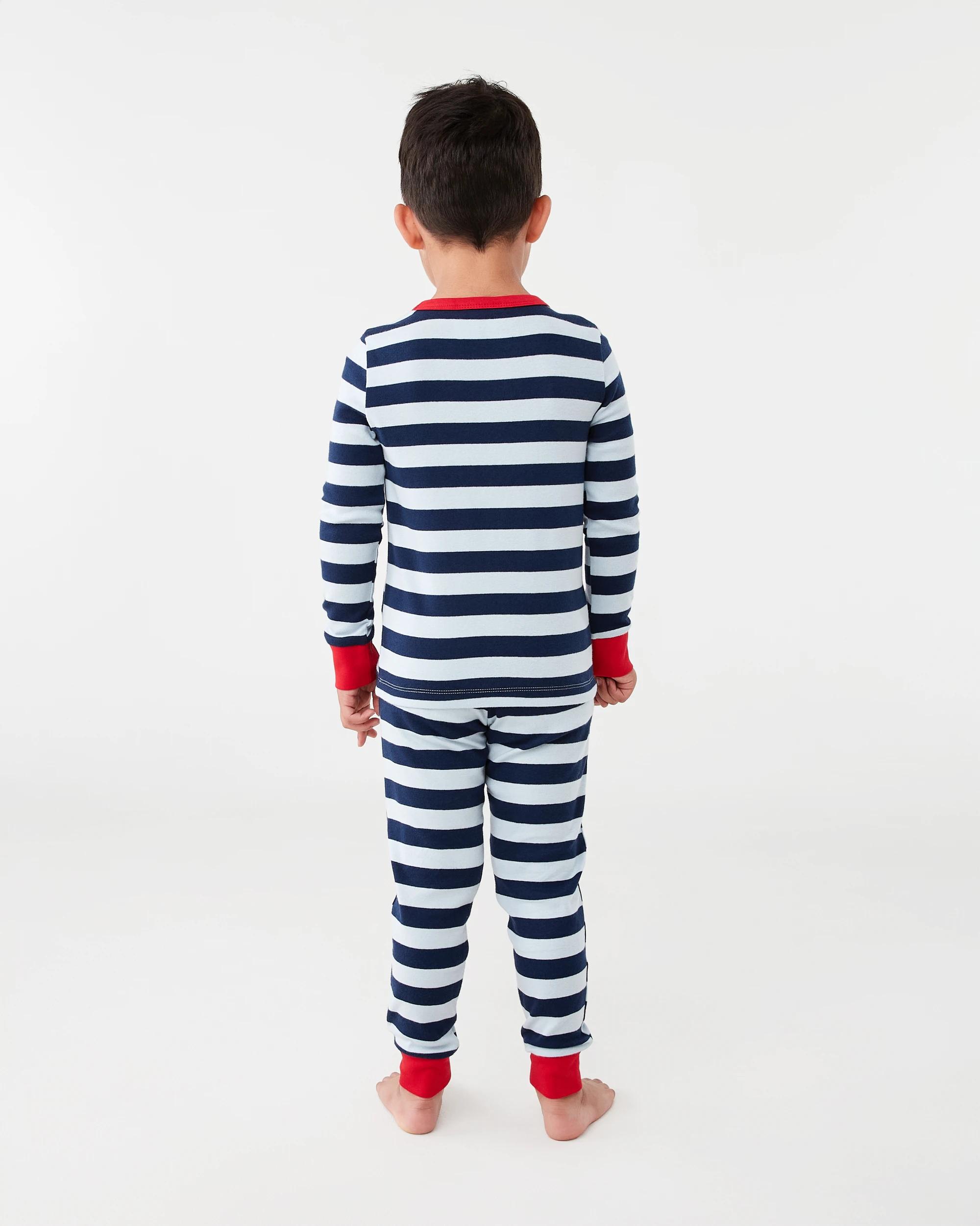 2 Rib Pyjama Set Blu Stripe, 2 of 5