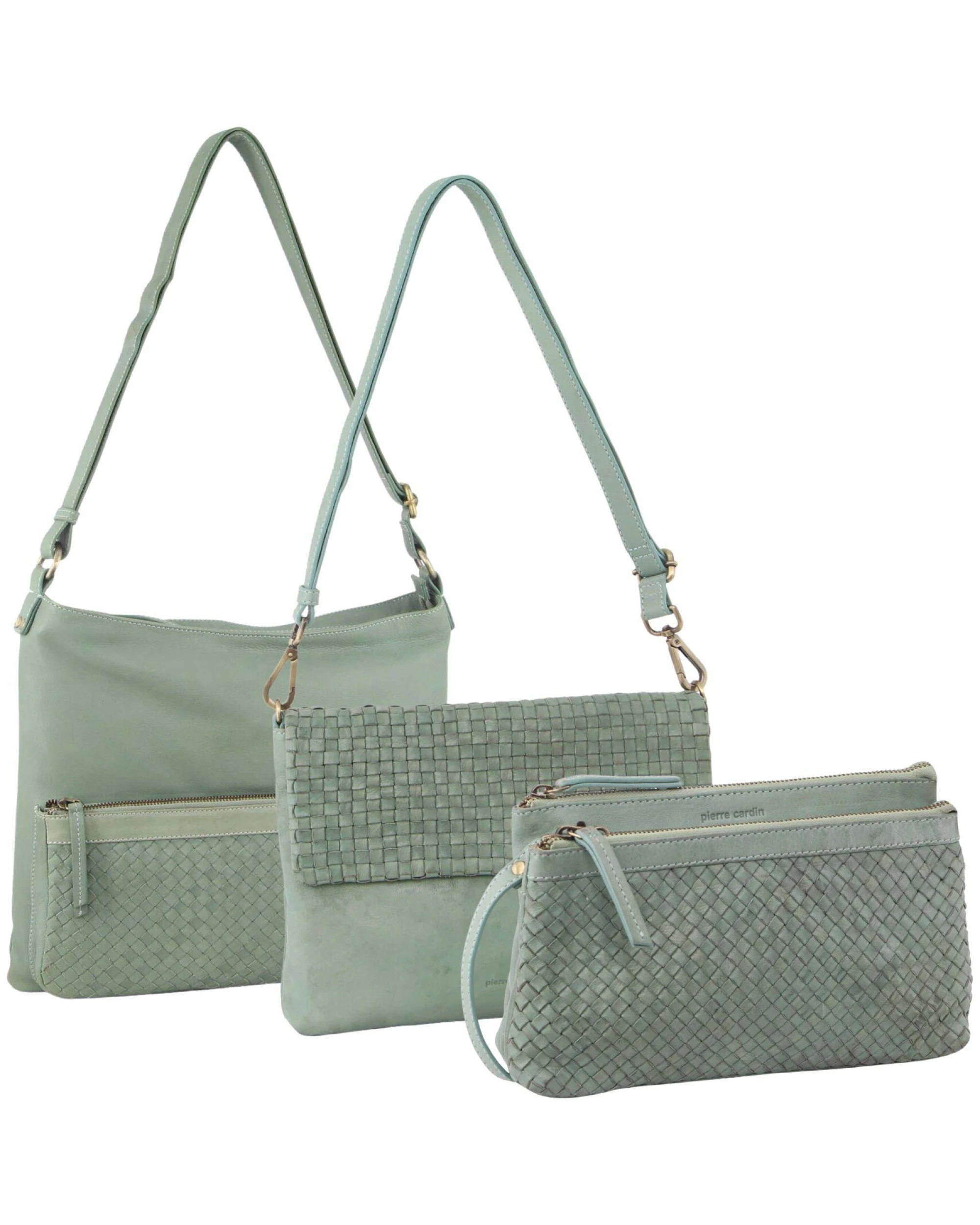 1 Pierre Cardin 3 Pack Womens Woven CrossBody Bag in Mint Green, 1 of 7