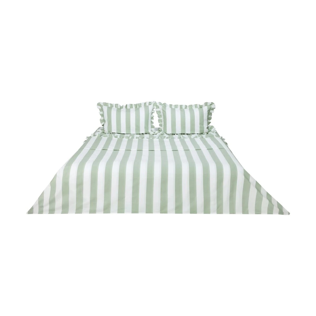 6 250 Thread Count Cotton Ruffle Sheet Set - King Bed, Sage, 6 of 7