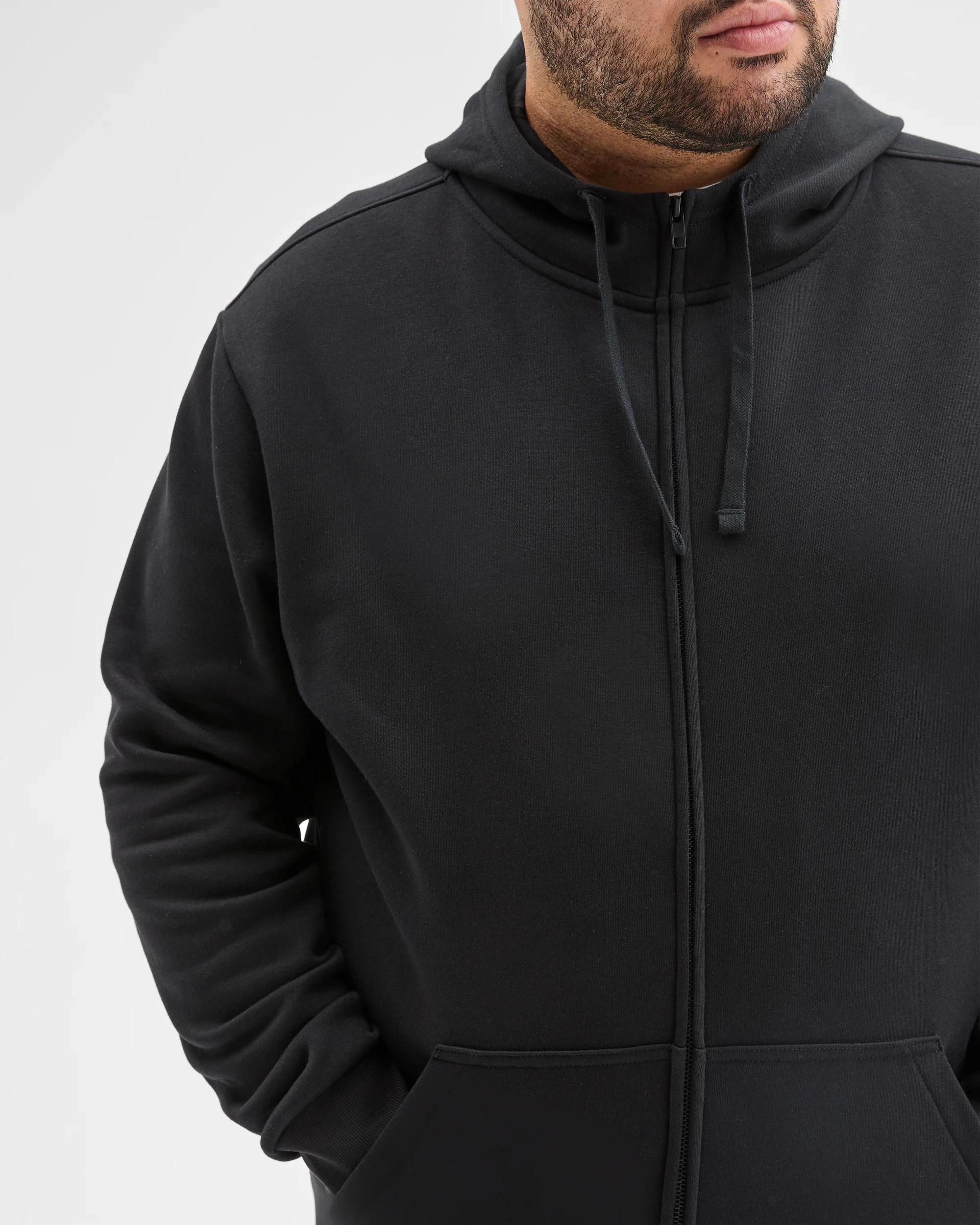 6 Target Man Plus Plus Size Core Australian Cotton Blend Zip Thru Hoodie BLACK, 6 of 6