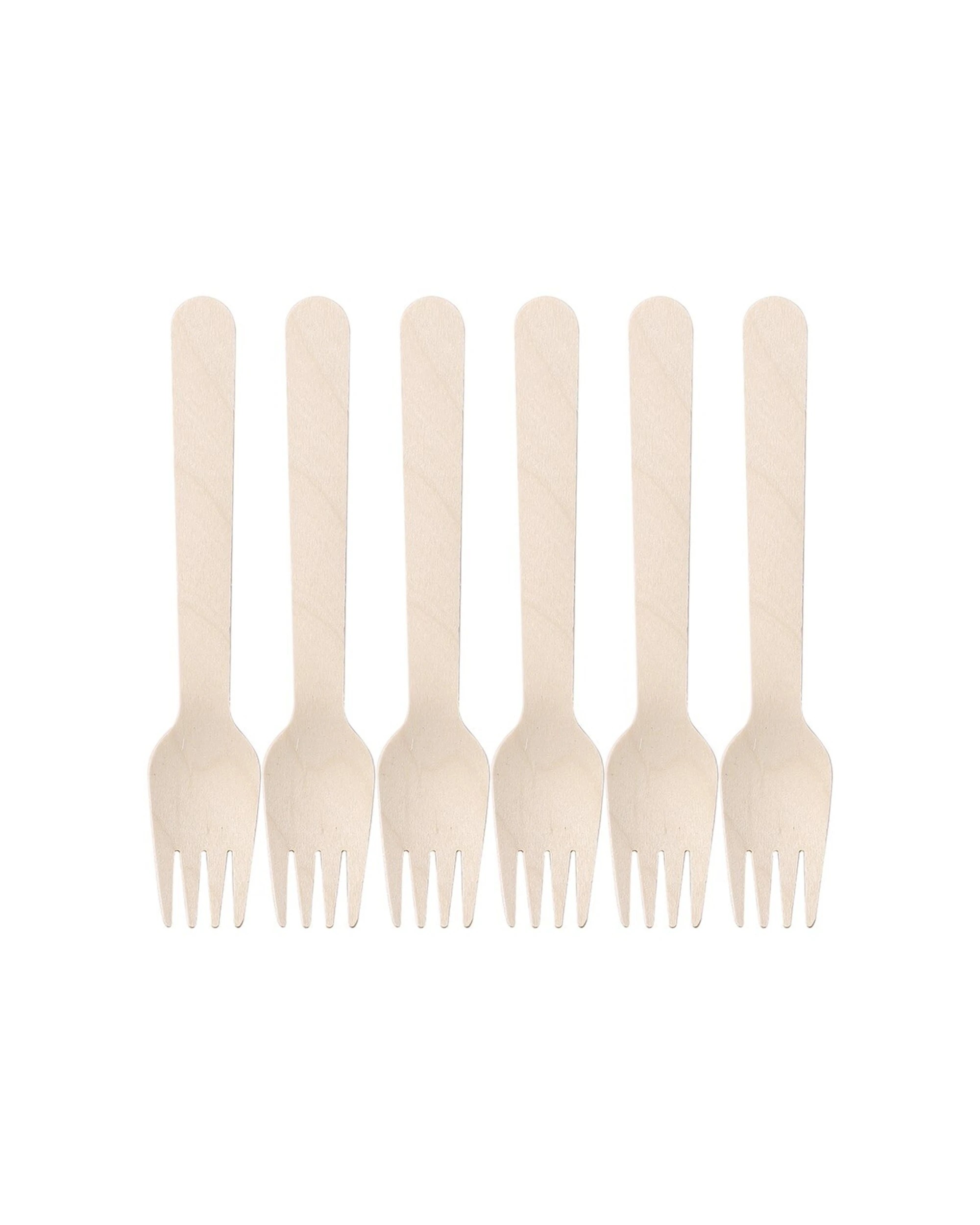 3 12pc Lemon & Lime Eco 15.5cm Disposable Dinner Wooden Forks Cutlery Catering
 - Natural, 3 of 5