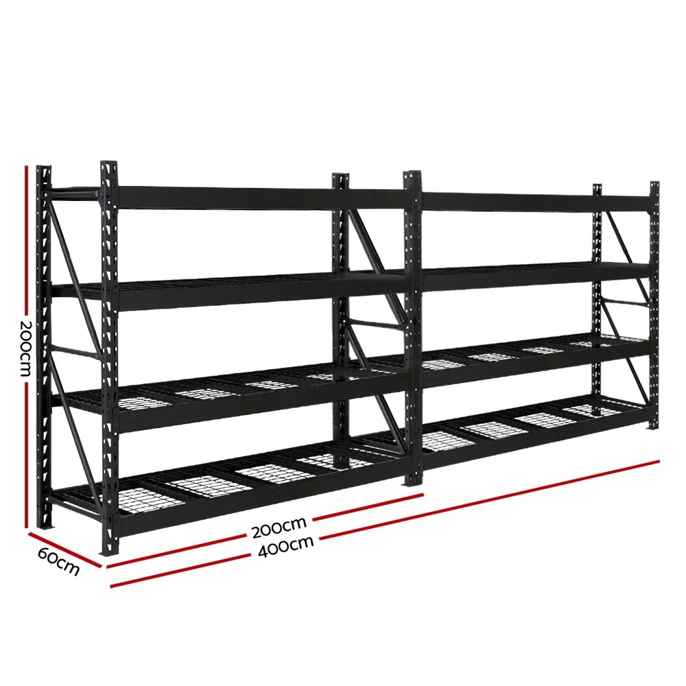 2 Giantz 4Mx2M Garage Shelving Warehouse Rack Pallet Racking Storage Shelve - Black, 2 of 6