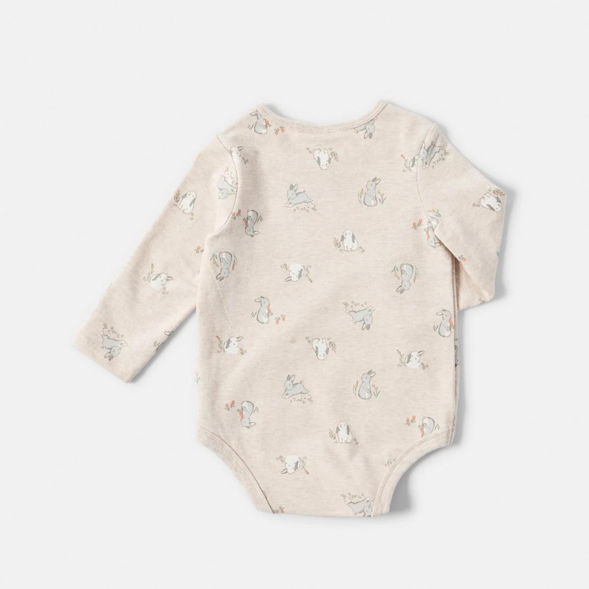 2 Long Sleeve Print Bodysuit Bge Bunny, 2 of 3