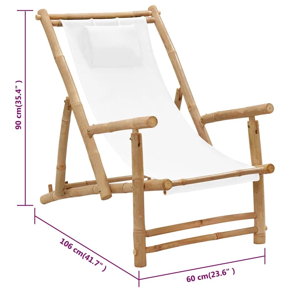 8 vidaXL deck chair Foldable - White, 8 of 8