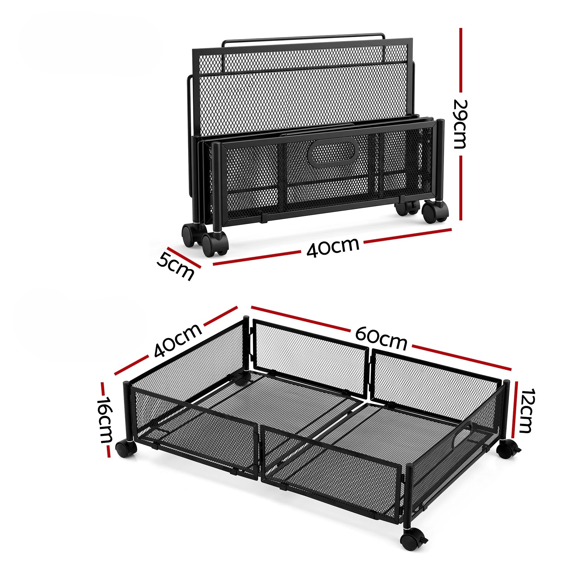 2 Artiss 2X Under Bed Storage Boxes Containers - Black, 2 of 8