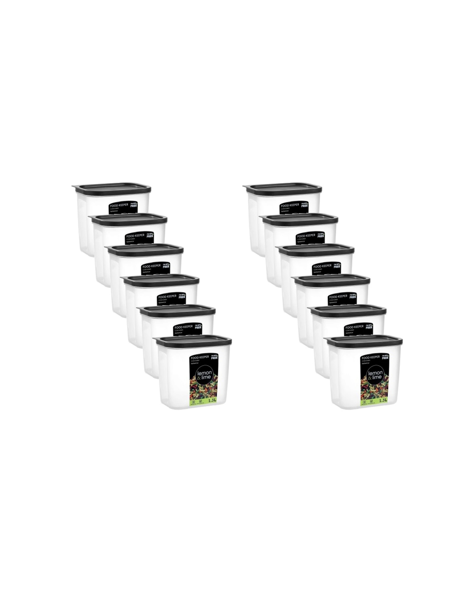 1 Lemon & Lime 12PK Food Keeper Rectangle Reusable Container 1.3L - Clear, 1 of 6