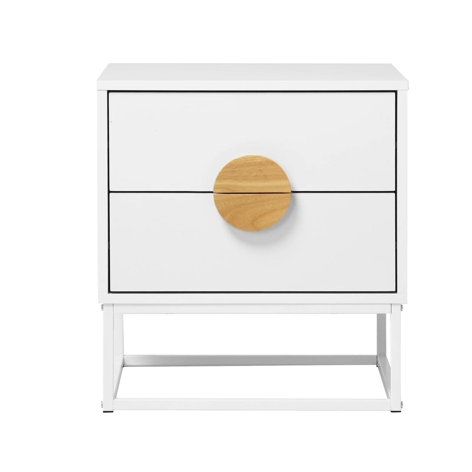7 Oikiture Bedside Table Nightstand 2 Drawers Side End Table Steel Legs - White, 7 of 8