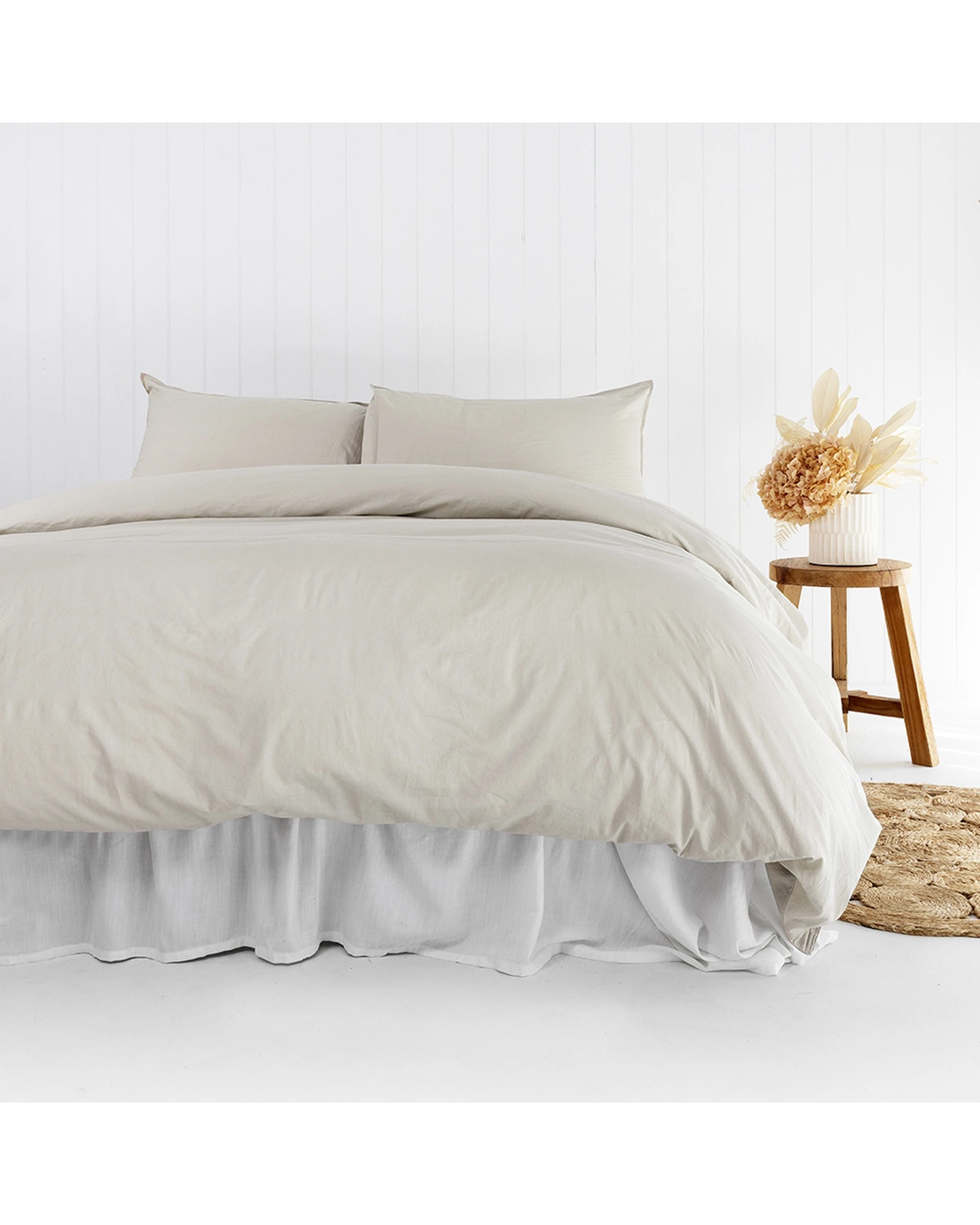 1 Bambury Temple Organic Cotton Quilt Cover Set Pebble Woven - Beige, 1 of 3