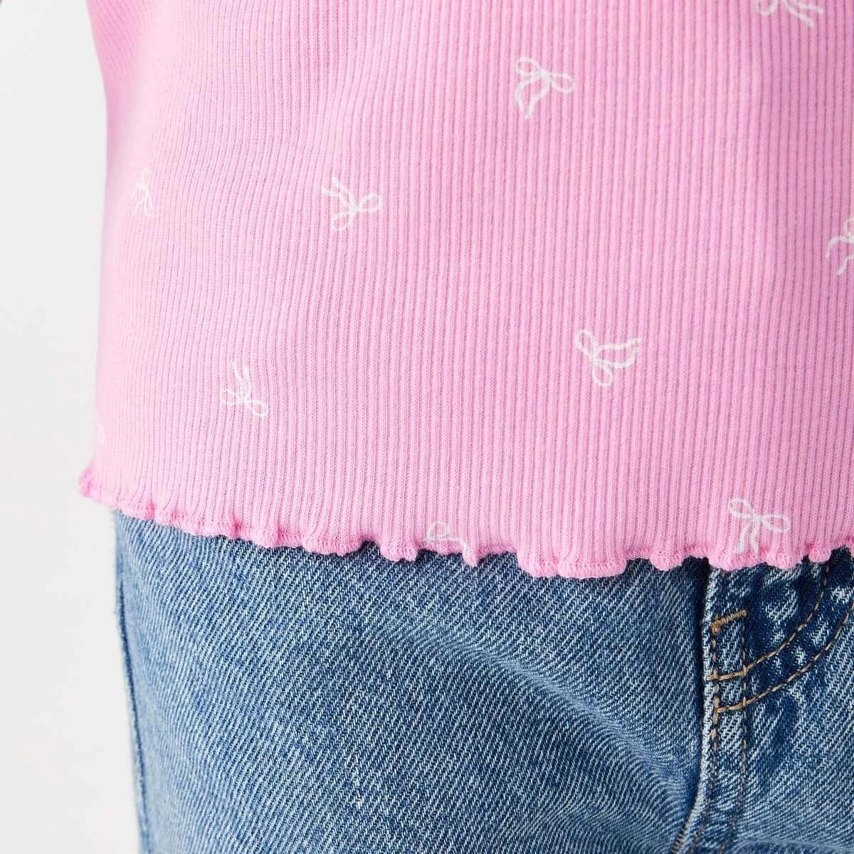 4 Short Sleeve Rib T-shirt CUTE BOWS PRISMATIC PINK, 4 of 7