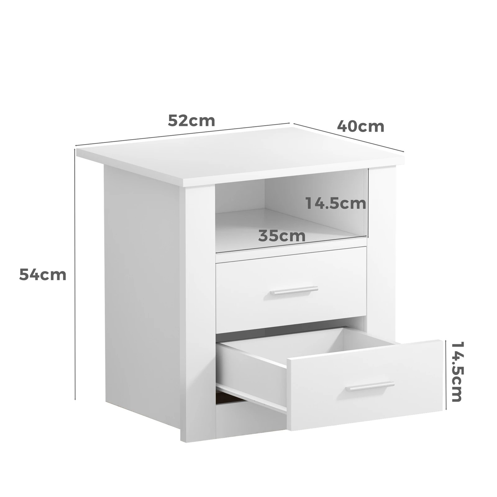 2 Alfordson 2x Bedside Table Nightstand Storage Cabinet Side Table Classic - White, 2 of 10