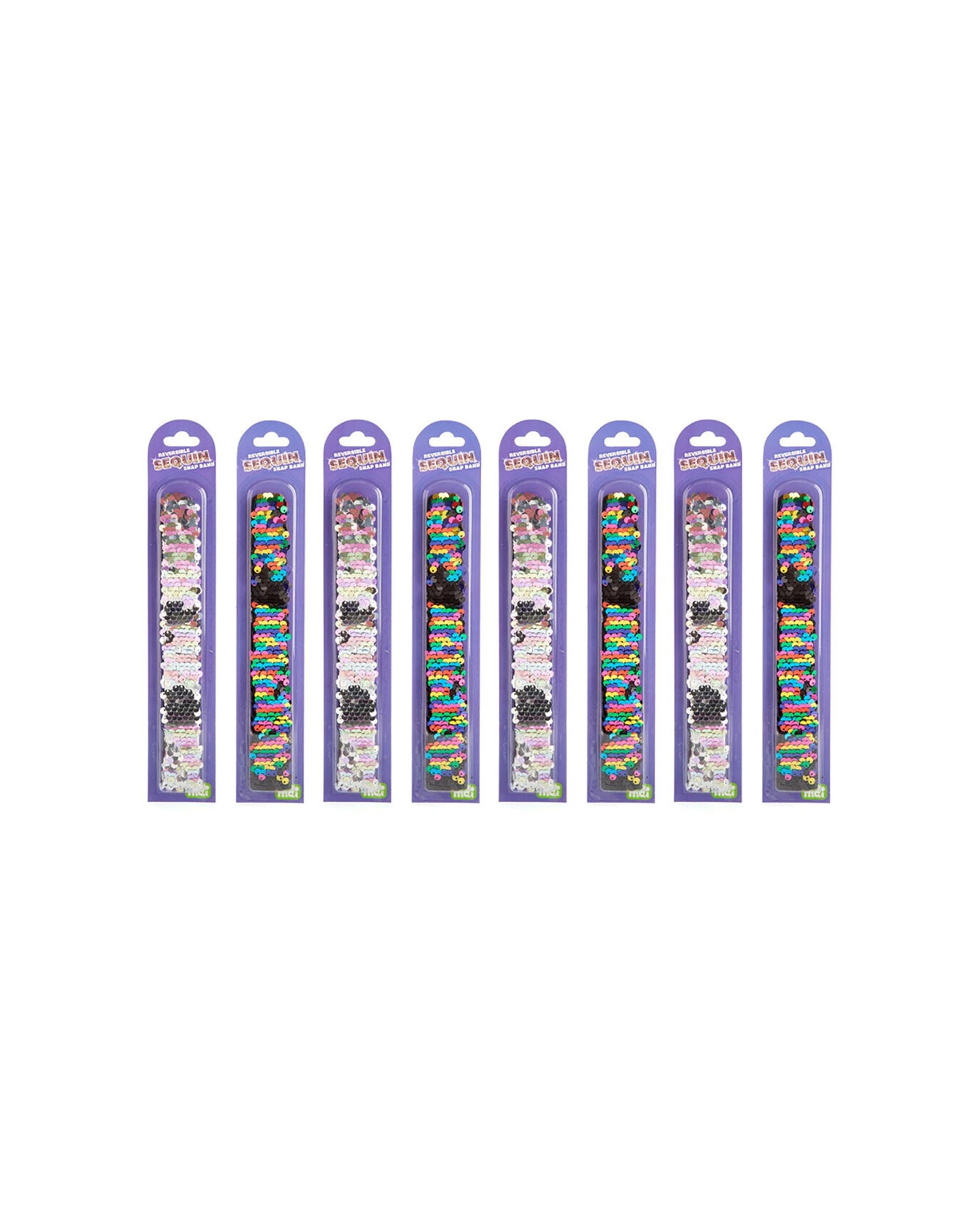 1 MDI 8PK Kid's Reversible Sequin Snap Wrist Band Bracelet - Assorted, 1 of 8