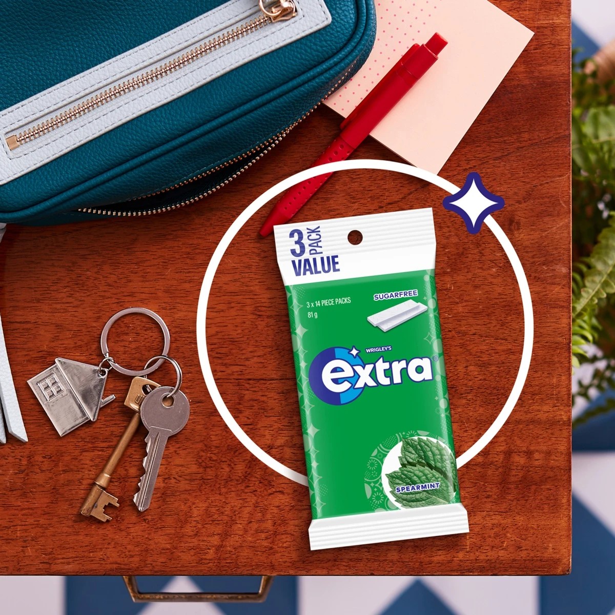 4 3 Pack Value Wrigley's Extra Spearmint Sugar Free Chewing Gum 81g, 4 of 5