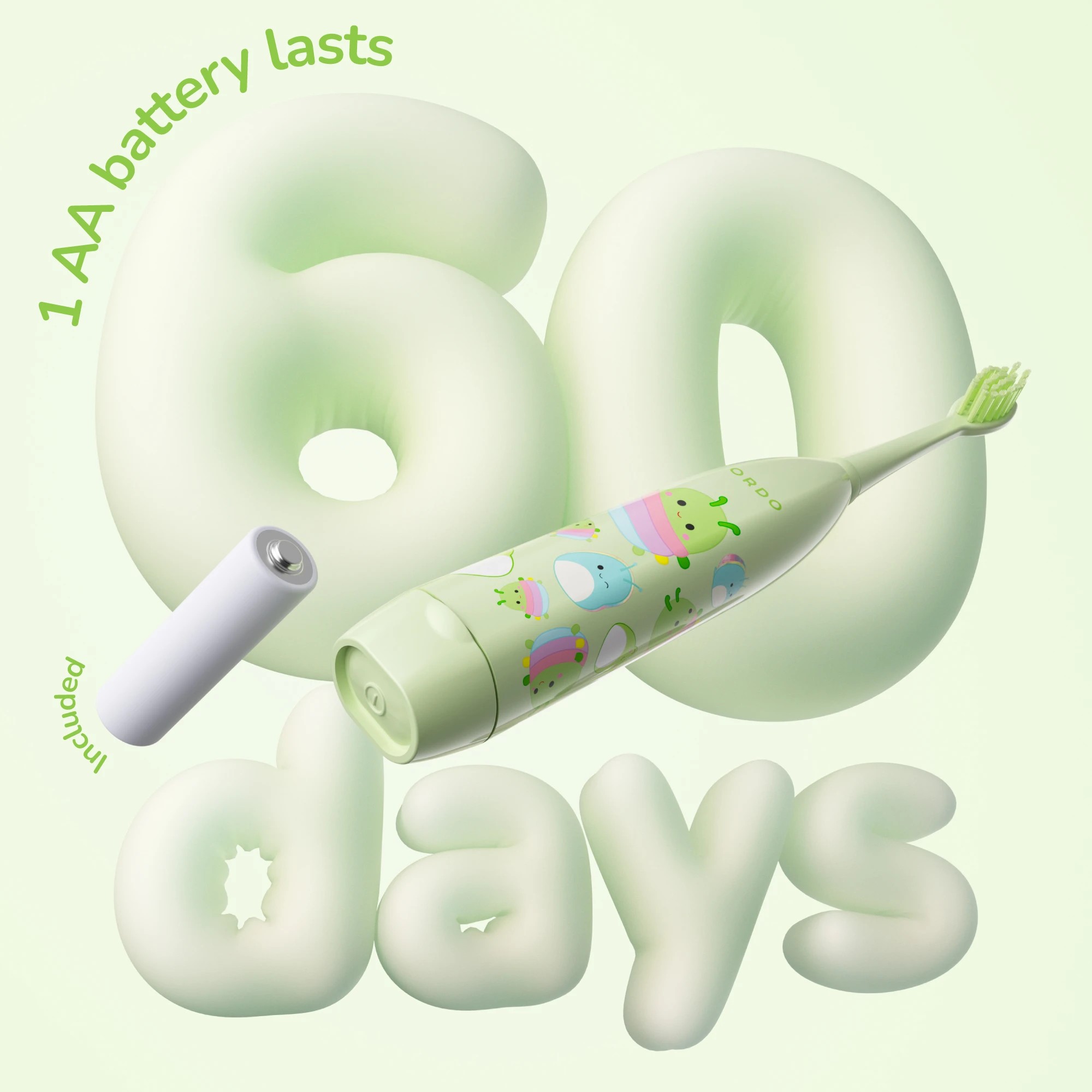 5 Original Squishmallows Ordo Sonic Kids Battery Toothbrush - Rutabaga, 5 of 8