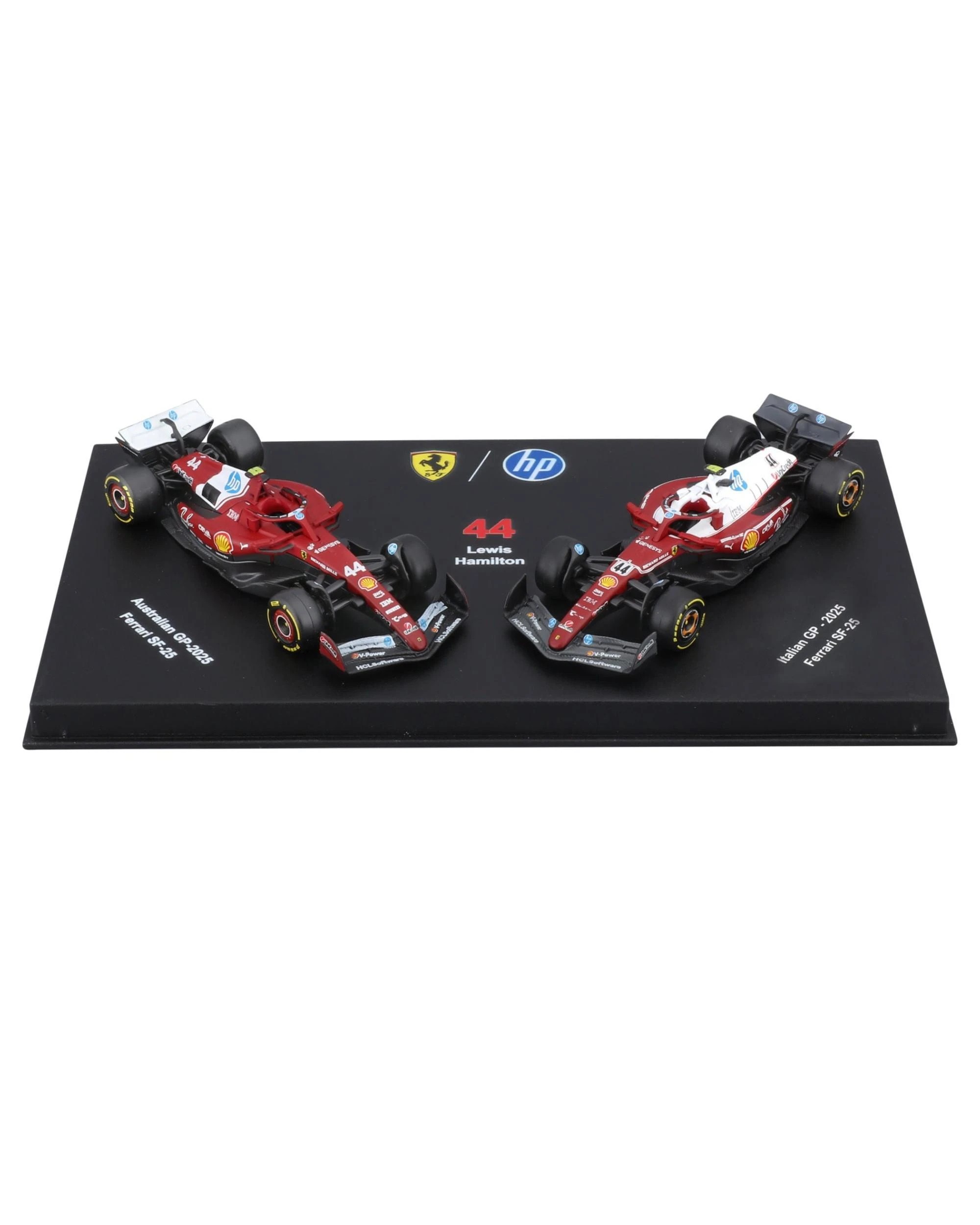 4 Bburago F1 2025 Ferrari SF25 #44 Hamilton in Showcase 1:64 Diecast Vehicle 2pk, 4 of 6
