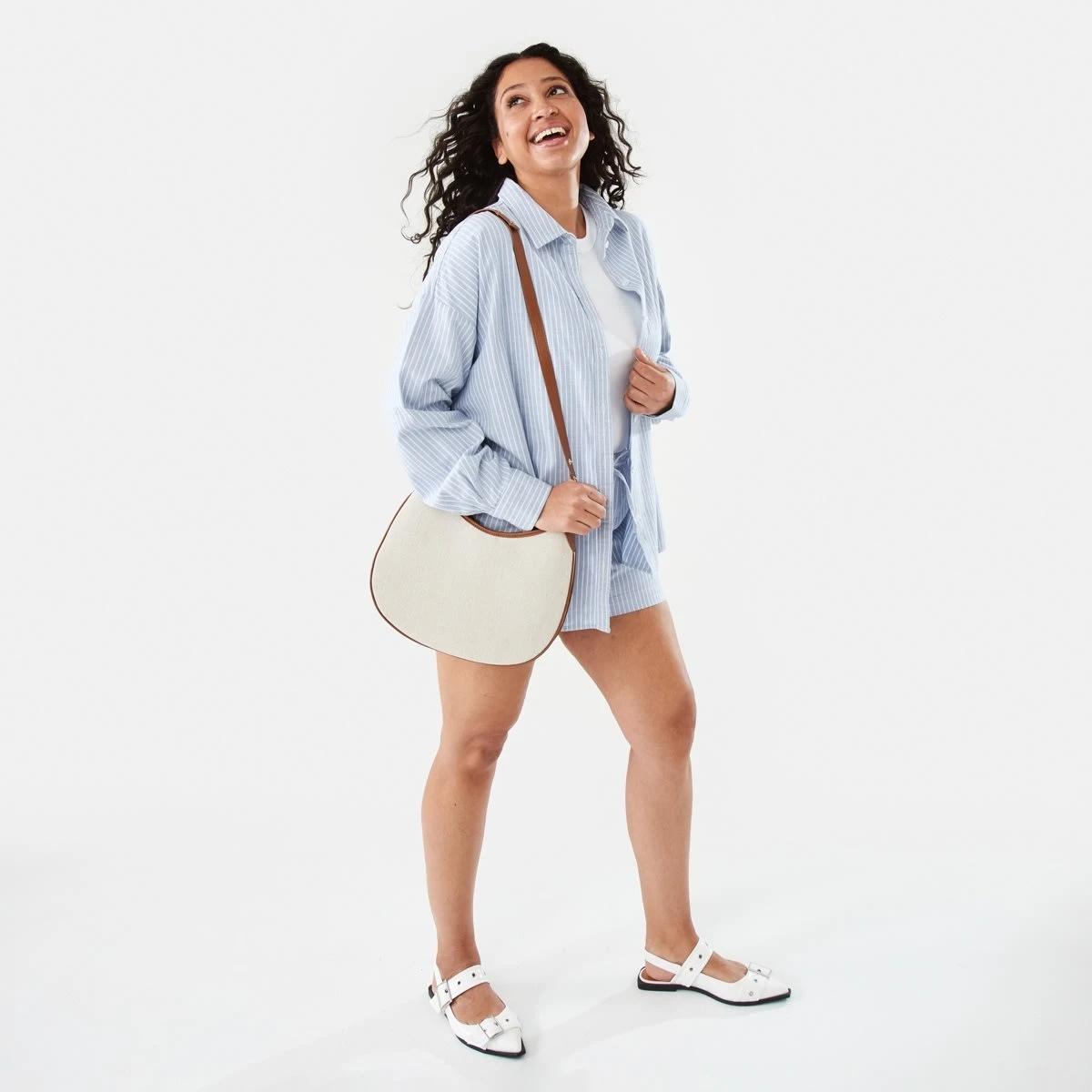 7 Woven Contrast Shoulder Bag Nat Tan, 7 of 10