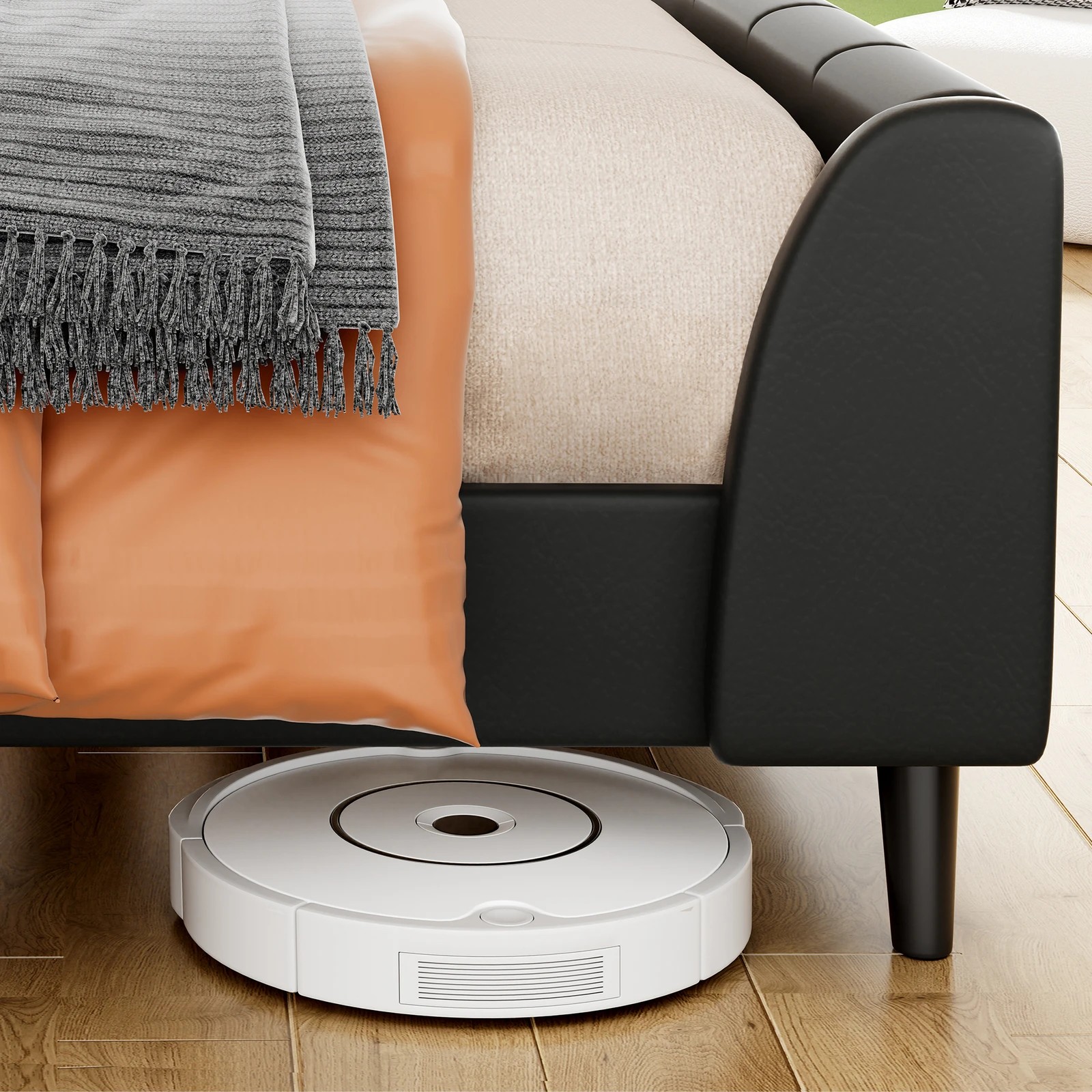 6 Alfordson Bed Frame Queen Size Tufted Headboard Base Leather Hundolf - Black, 6 of 10