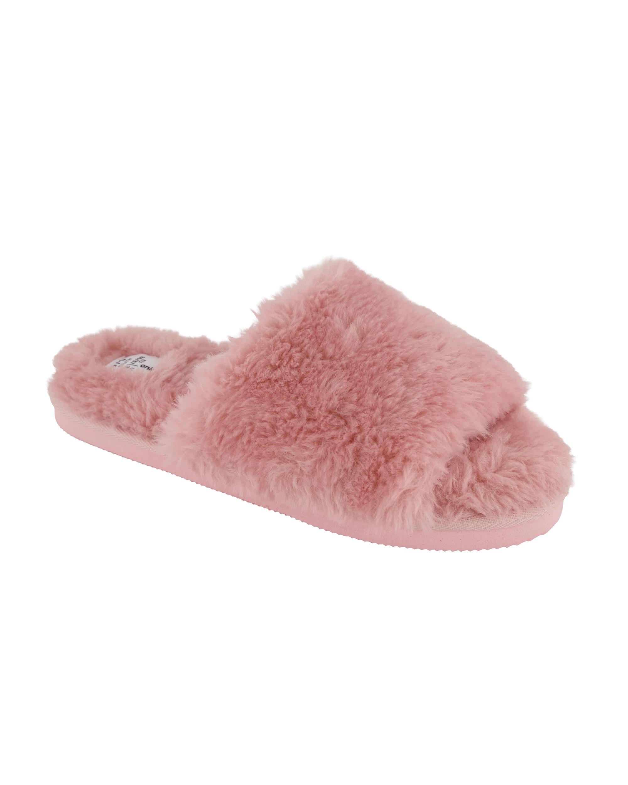 1 EVA Outsole Furry Slides Silvr Pink, 1 of 3