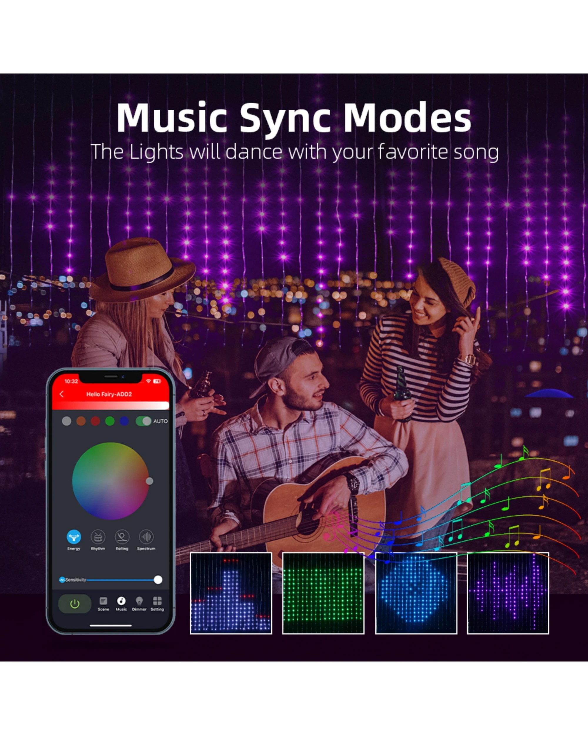 3 Advwin 2m x 2m Smart Curtain Lights 400 LED, 3 of 3